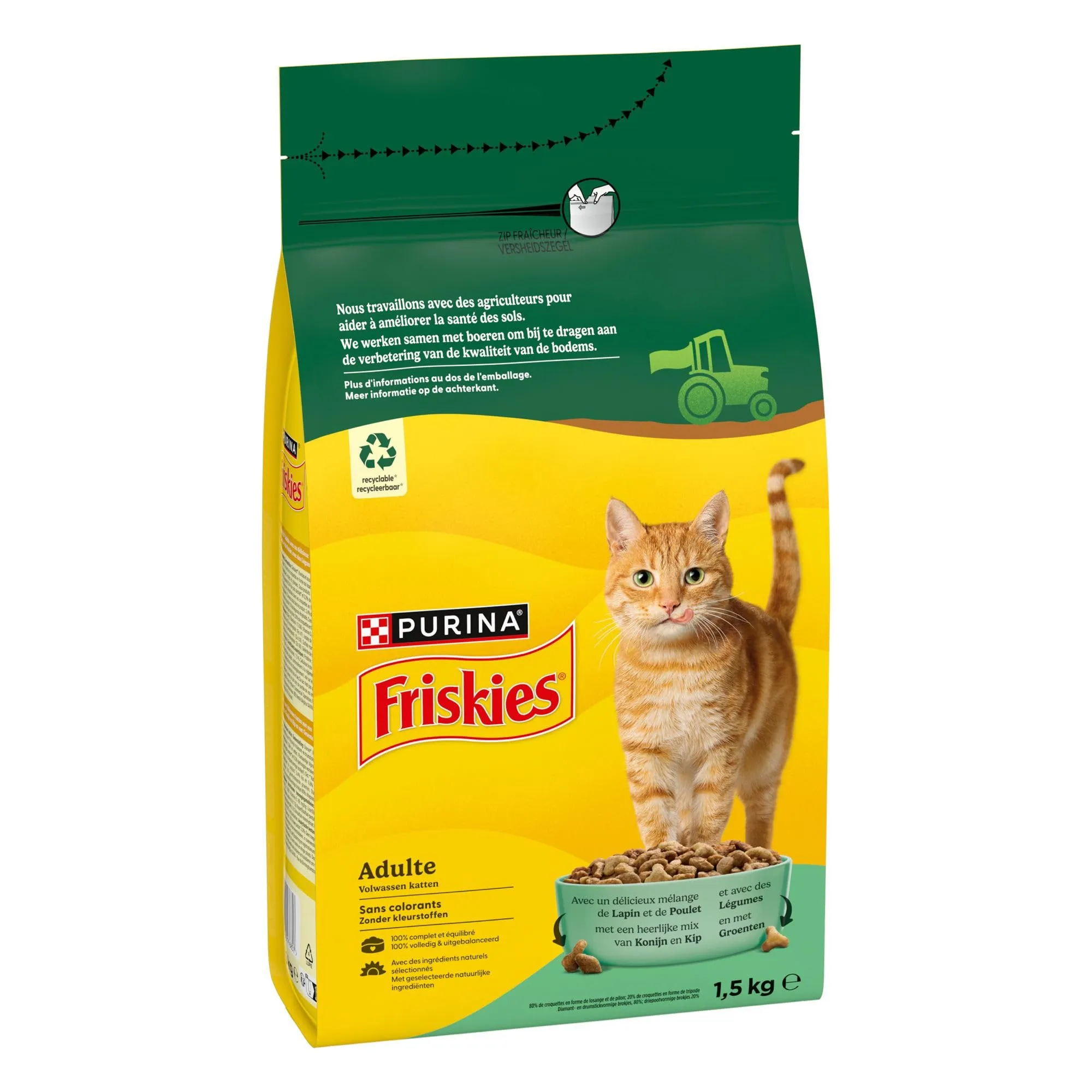 Friskies Coniglio, Pollo e Verdure, Crocchette per gatti adulti, 1,5 kg - immagine 3