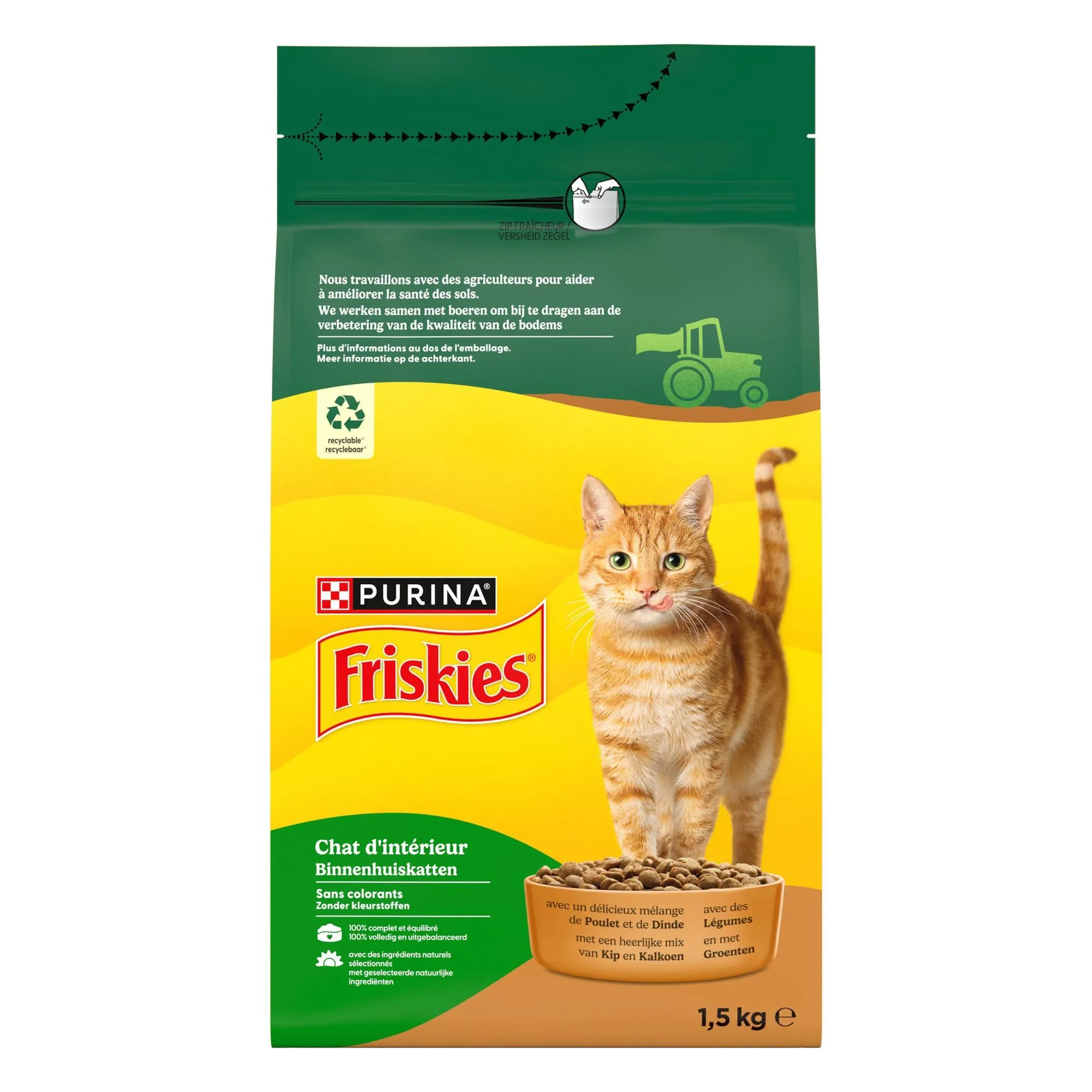 Friskies Gatto Indoor Crocchette Complete per Gatti Adulti al Pollo e Verdure, 1,5 kg - immagine 2