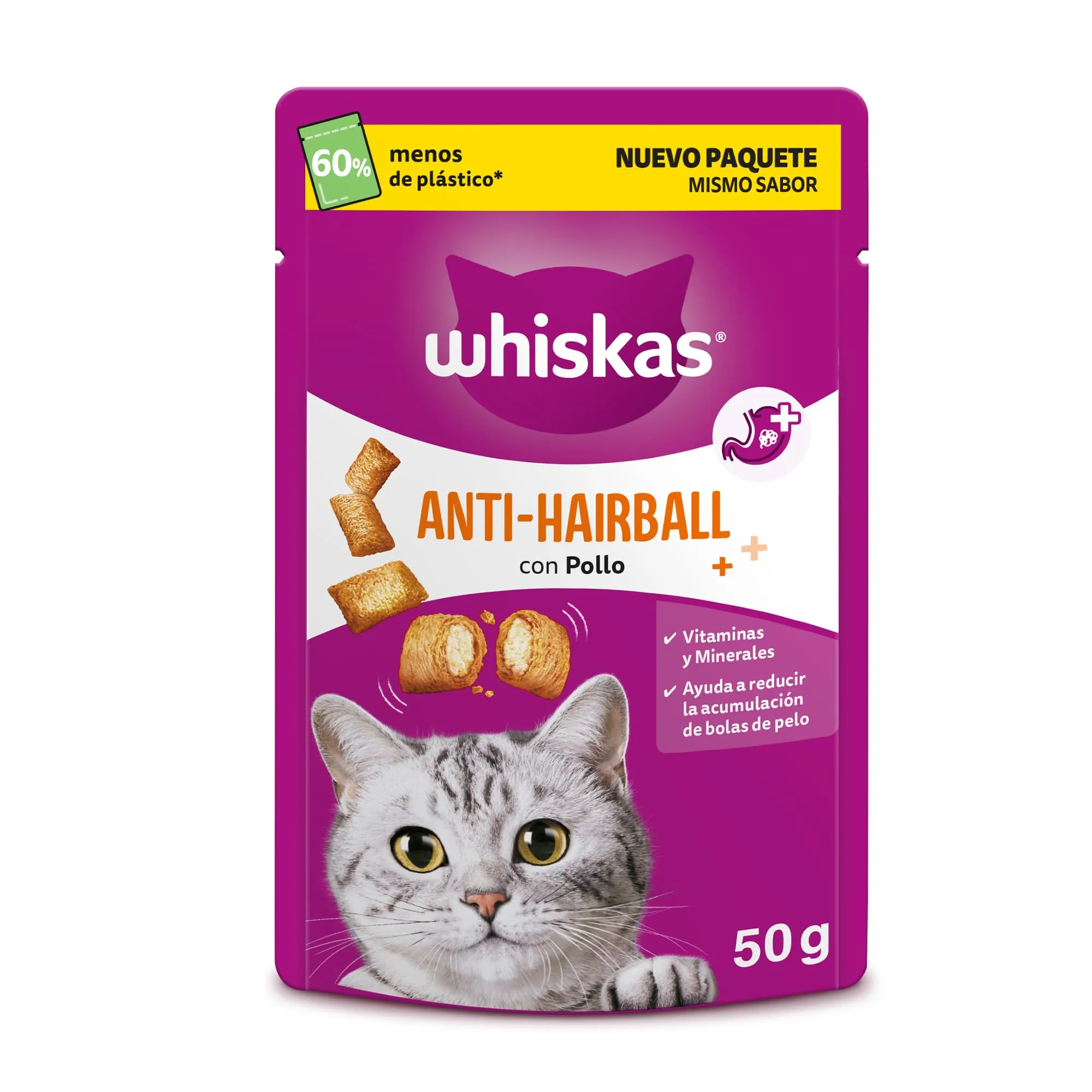 Whiskas Anti-Hairball con Pollo 6x50g - immagine 2