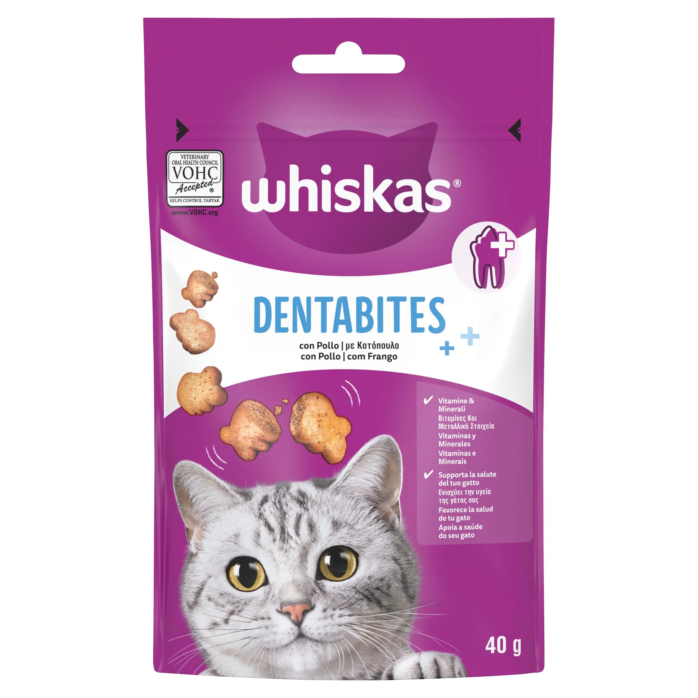 Whiskas Dentabites Snack con Pollo 6x40g - immagine 1