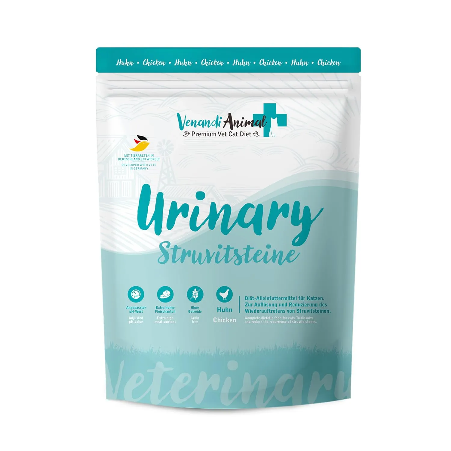 Venandi Animal Vet Cibo secco premium per gatti Dieta Urinary/Calcoli di struvite al Pollo, senza cereali, 1.5 kg - immagine 1
