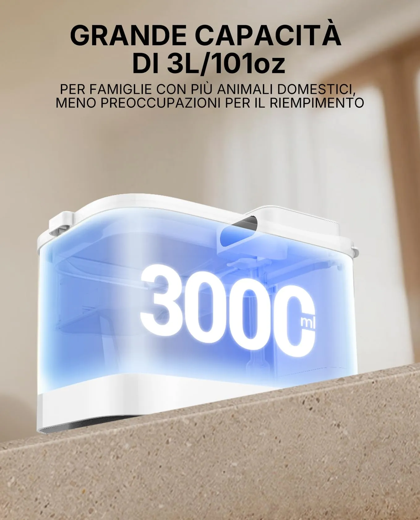 PETKIT Eversweet Max 2 Fontana per Gatti Senza Fili, 3L, con Sensore e Controllo App, Batteria 5000 mAh - immagine 6