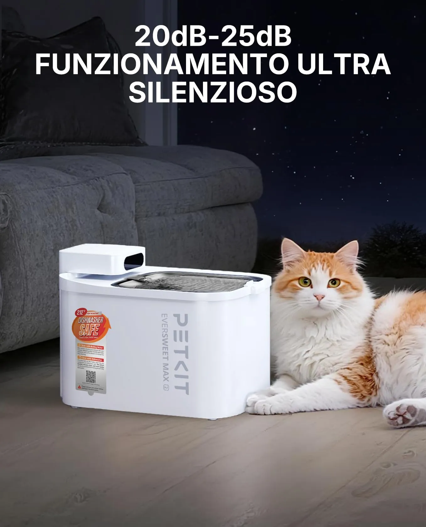 PETKIT Eversweet Max 2 Fontana per Gatti Senza Fili, 3L, con Sensore e Controllo App, Batteria 5000 mAh - immagine 9