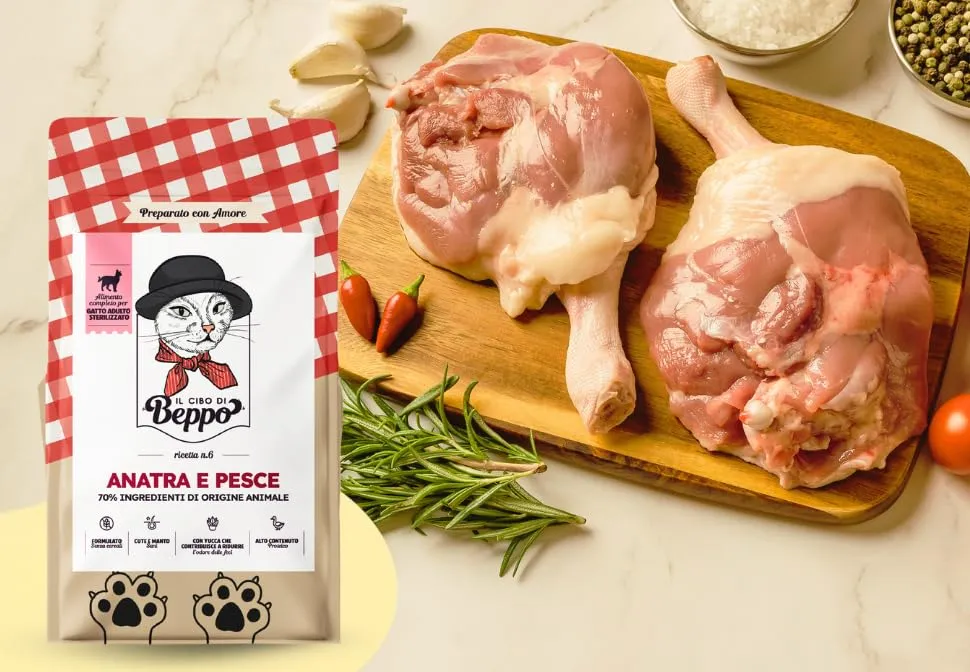 Il Cibo Di Beppo Cibo Secco per Gatti Sterilizzati Senza Cereali Ipoallergeniche, Anatra e Pesce, 1.5kg - immagine 4