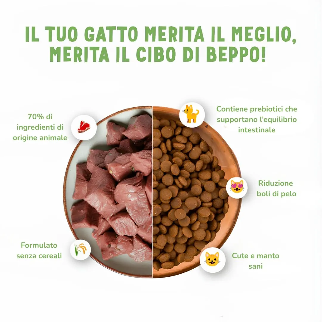 Il Cibo Di Beppo Cibo Secco per Gatti Sterilizzati Senza Cereali Ipoallergeniche, Anatra e Pesce, 1.5kg - immagine 6