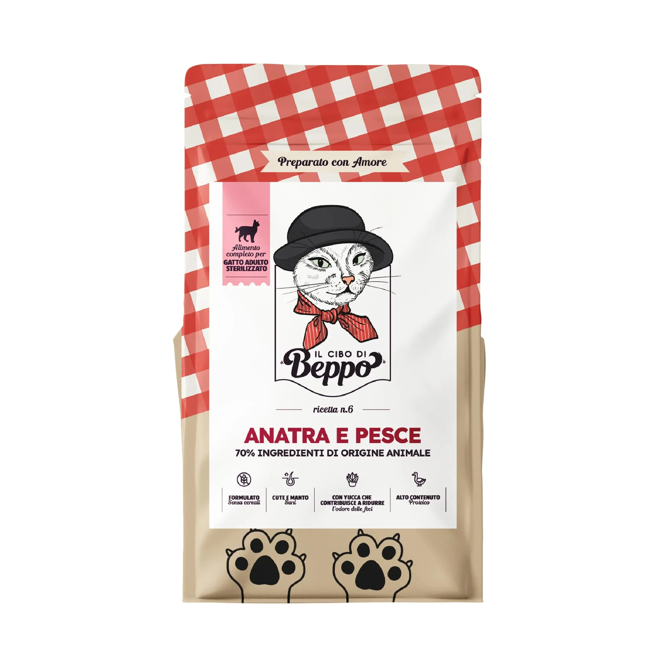 Il Cibo Di Beppo Cibo Secco per Gatti Sterilizzati Senza Cereali Ipoallergeniche, Anatra e Pesce, 1.5kg - immagine 7