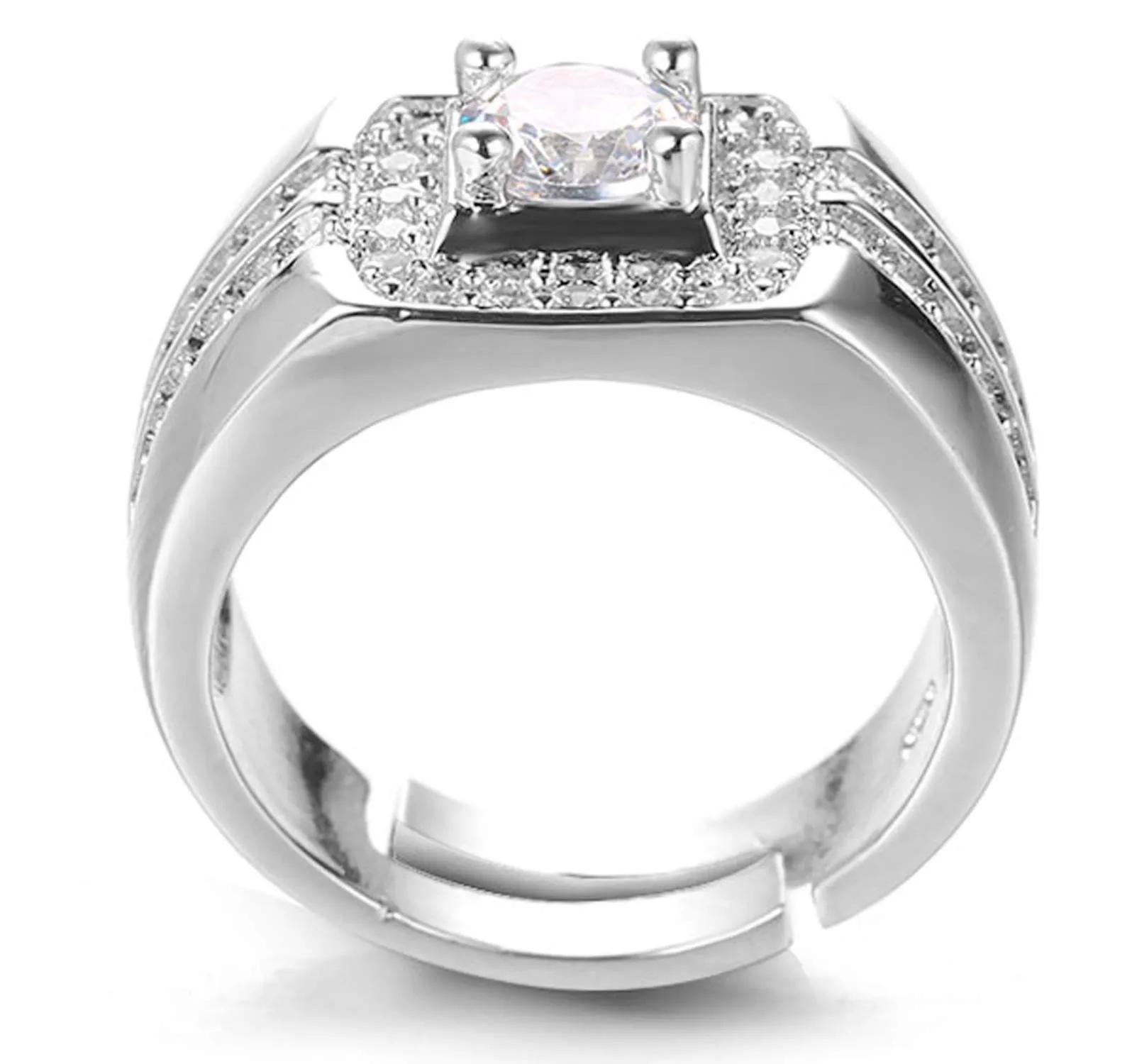 HALUKAKAH Men's White Gold Finish Adjustable Diamond Ring - immagine 4
