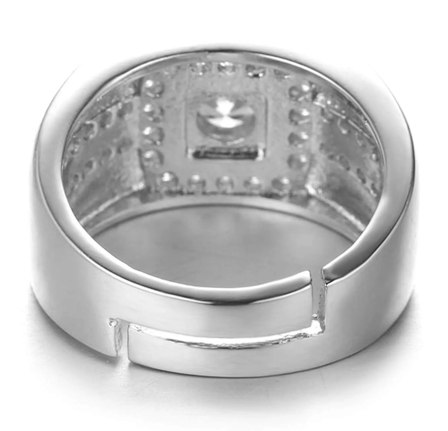 HALUKAKAH Men's White Gold Finish Adjustable Diamond Ring - immagine 6