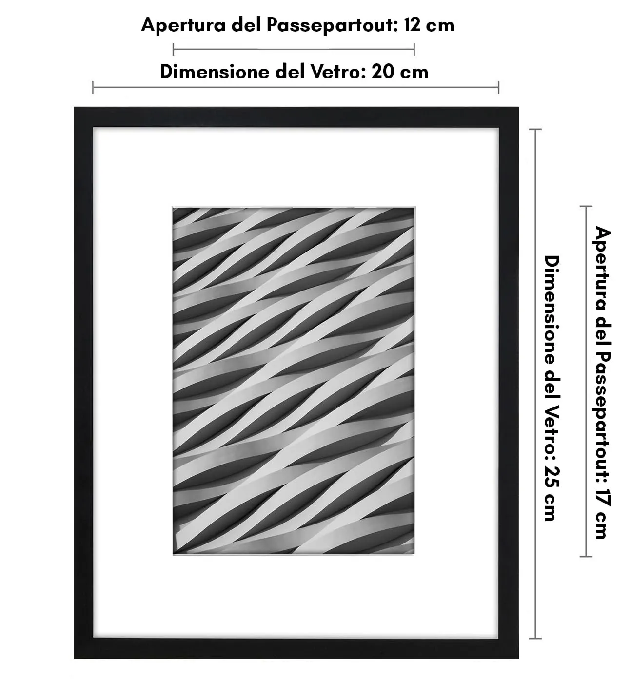 Americanflat Cornice 20x25 cm Nera con Passepartout per Foto 13x18 cm o Senza Passepartout 20x25 cm in PVC e Vetro - immagine 2