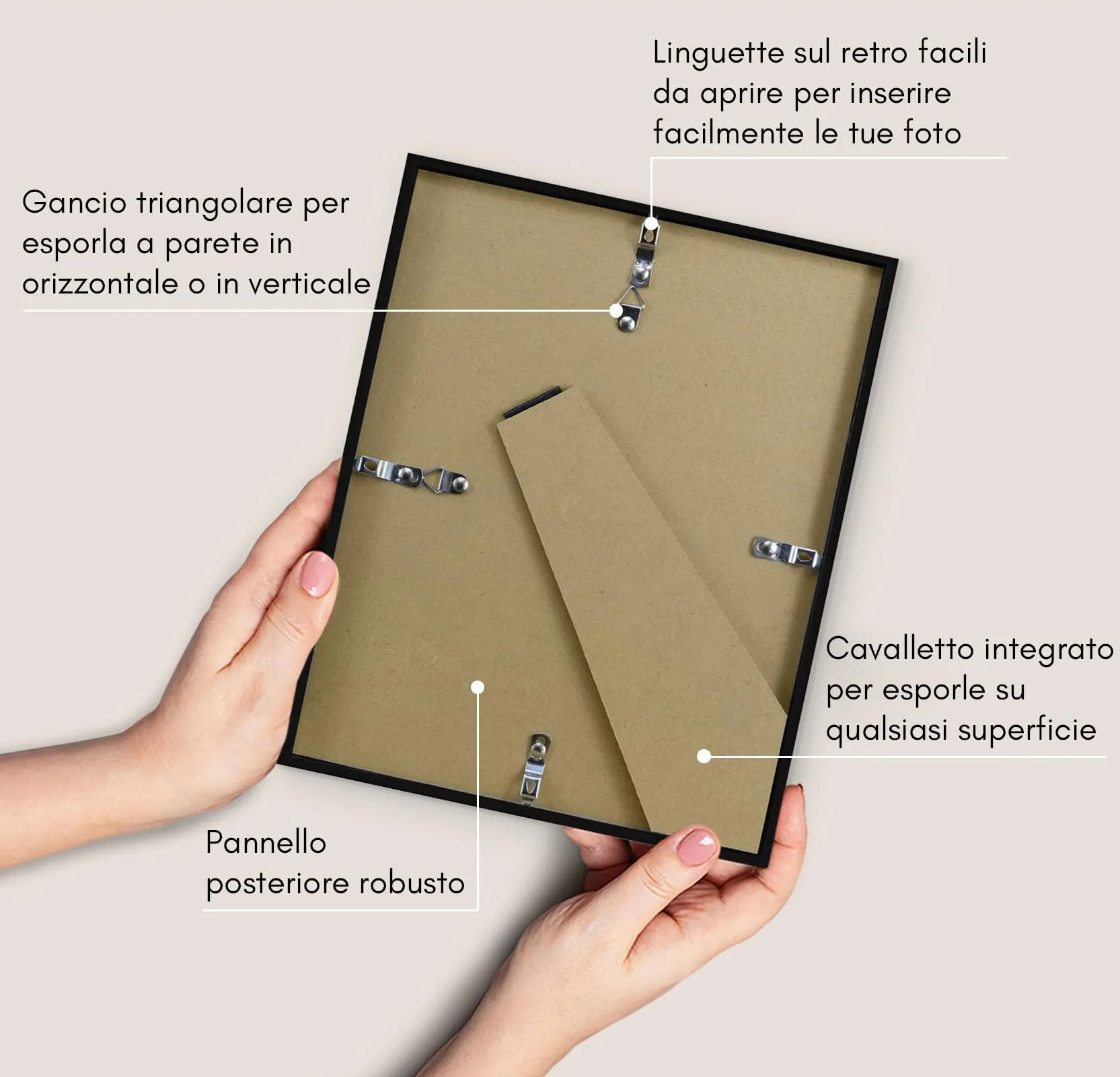 Americanflat Cornice 20x25 cm Nera con Passepartout per Foto 13x18 cm o Senza Passepartout 20x25 cm in PVC e Vetro - immagine 5