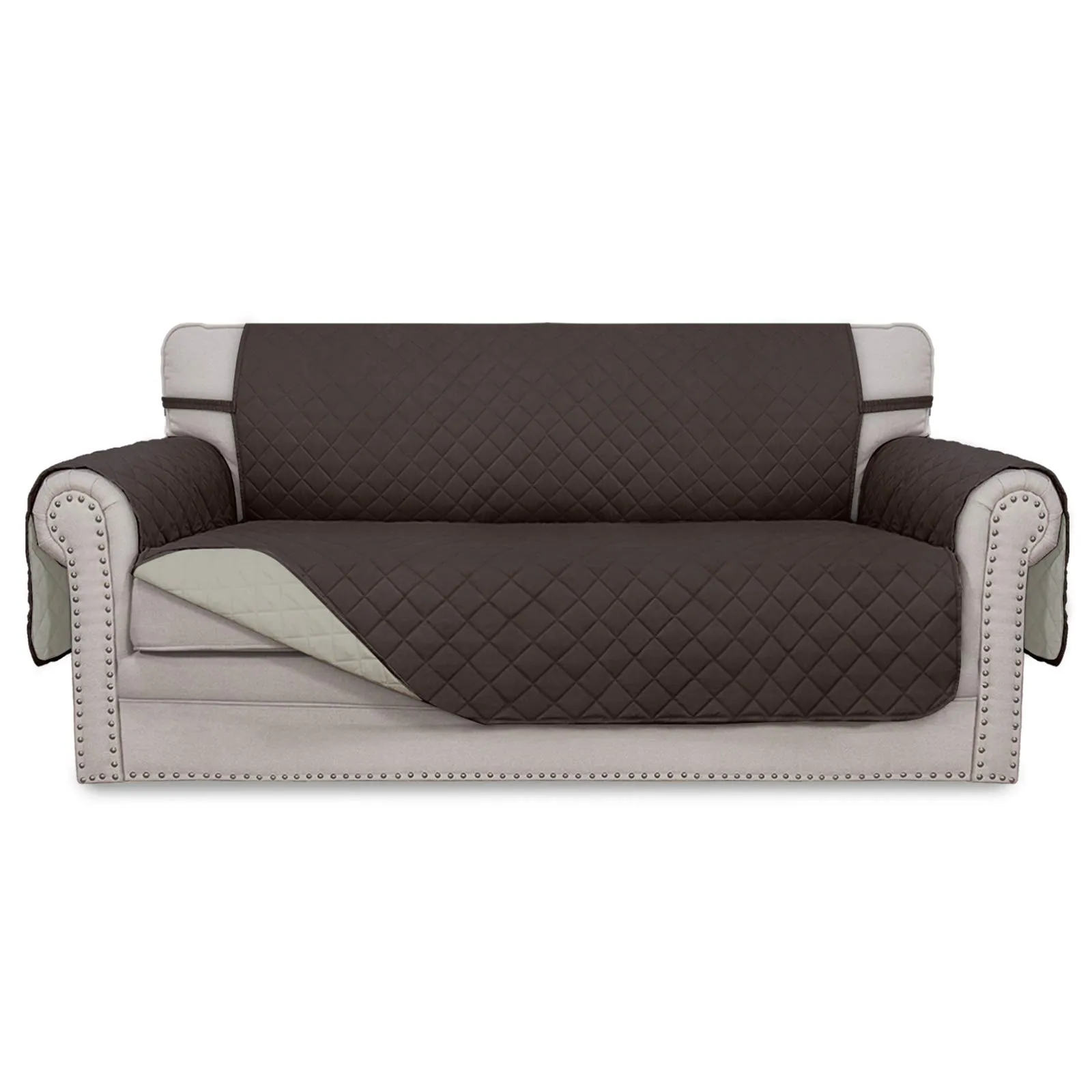 Easy-Going Copridivano Reversibile con 2 Cuscini, Cioccolato/Beige, Divano Letto Oversize - immagine 1