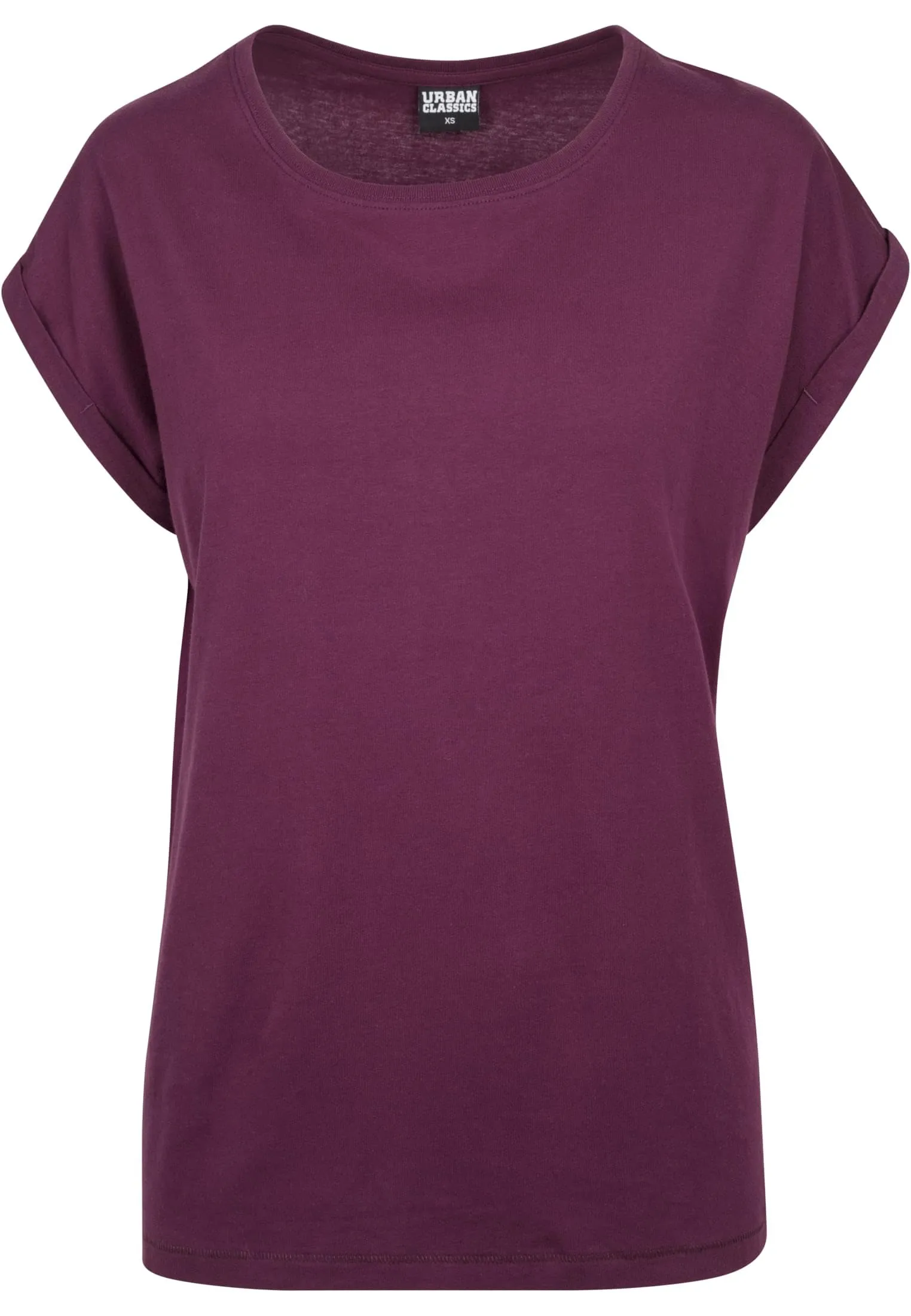 Urban Classics Donna T-Shirt Manica Arrotolata in Cotone, Rosso Ciliegia, Taglia L - immagine 6