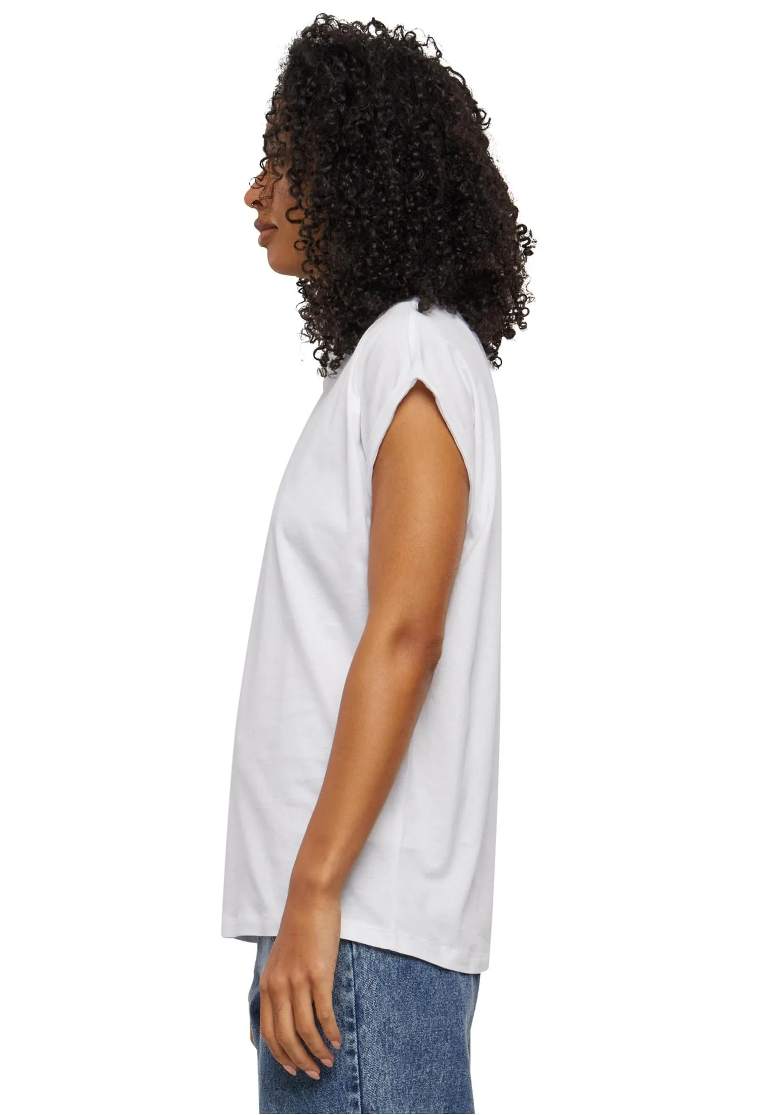 Urban Classics Donna T-Shirt Manica Arrotolata in Cotone, Scollo Rotondo, Rosso Ciliegia, Taglia XXL - immagine 3