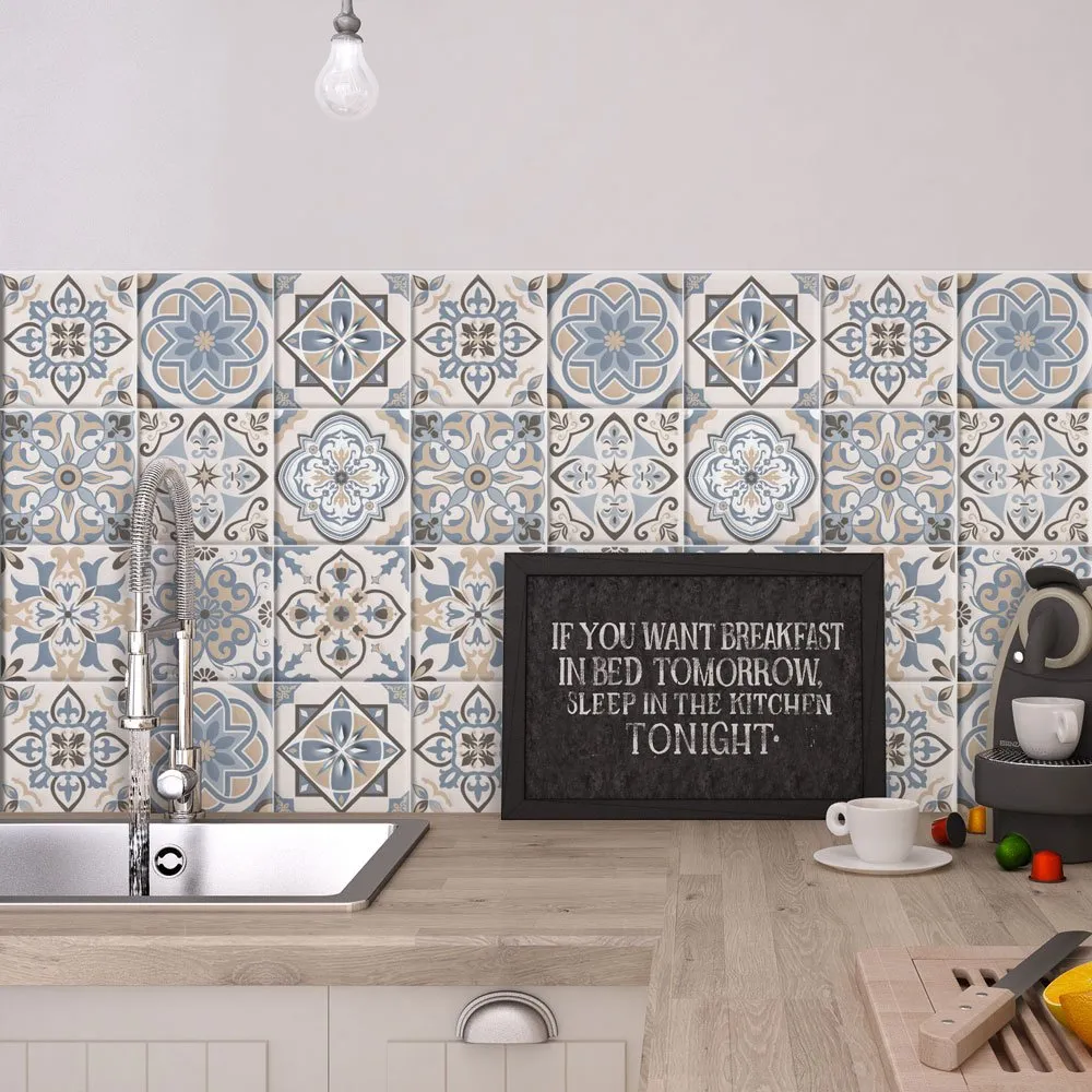RE-COVERTILES Adesivi Piastrelle in PVC per Cucina e Bagno, 24 Pezzi 10x10 cm, PS00023 - immagine 1