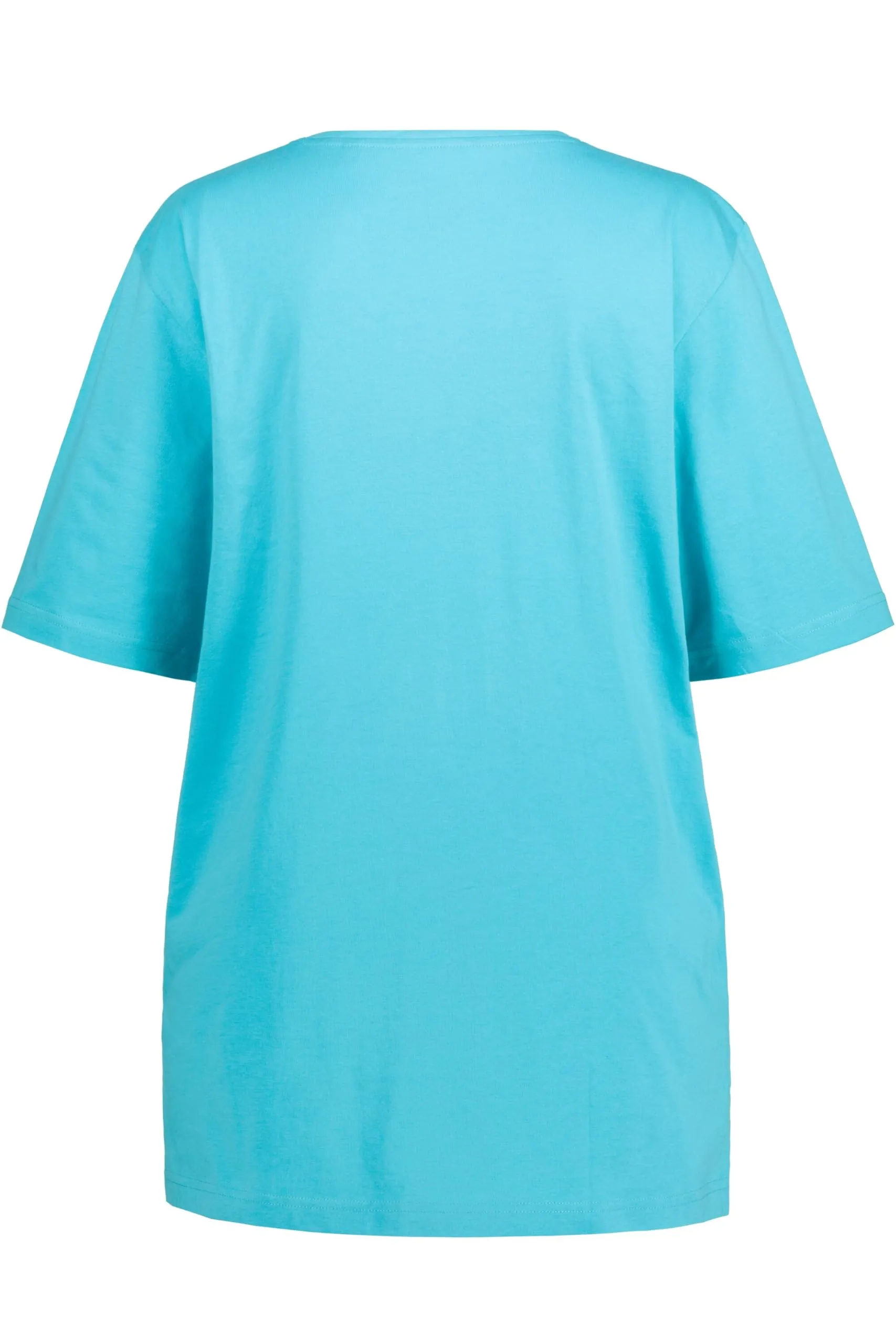 Ulla Popken Maglietta Basic Scollo a V Mezza Manica Donna, Azzurro Chiaro, 48-50 - immagine 3