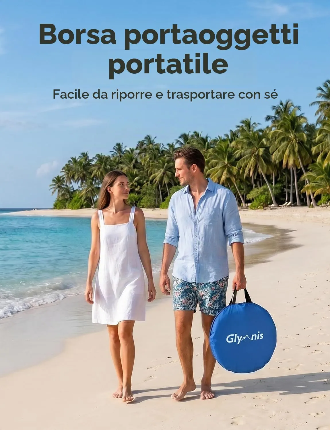 Glymnis Tenda da Spiaggia Pop-up con Cerniera, UPF 50+, 2-3 Persone - immagine 5