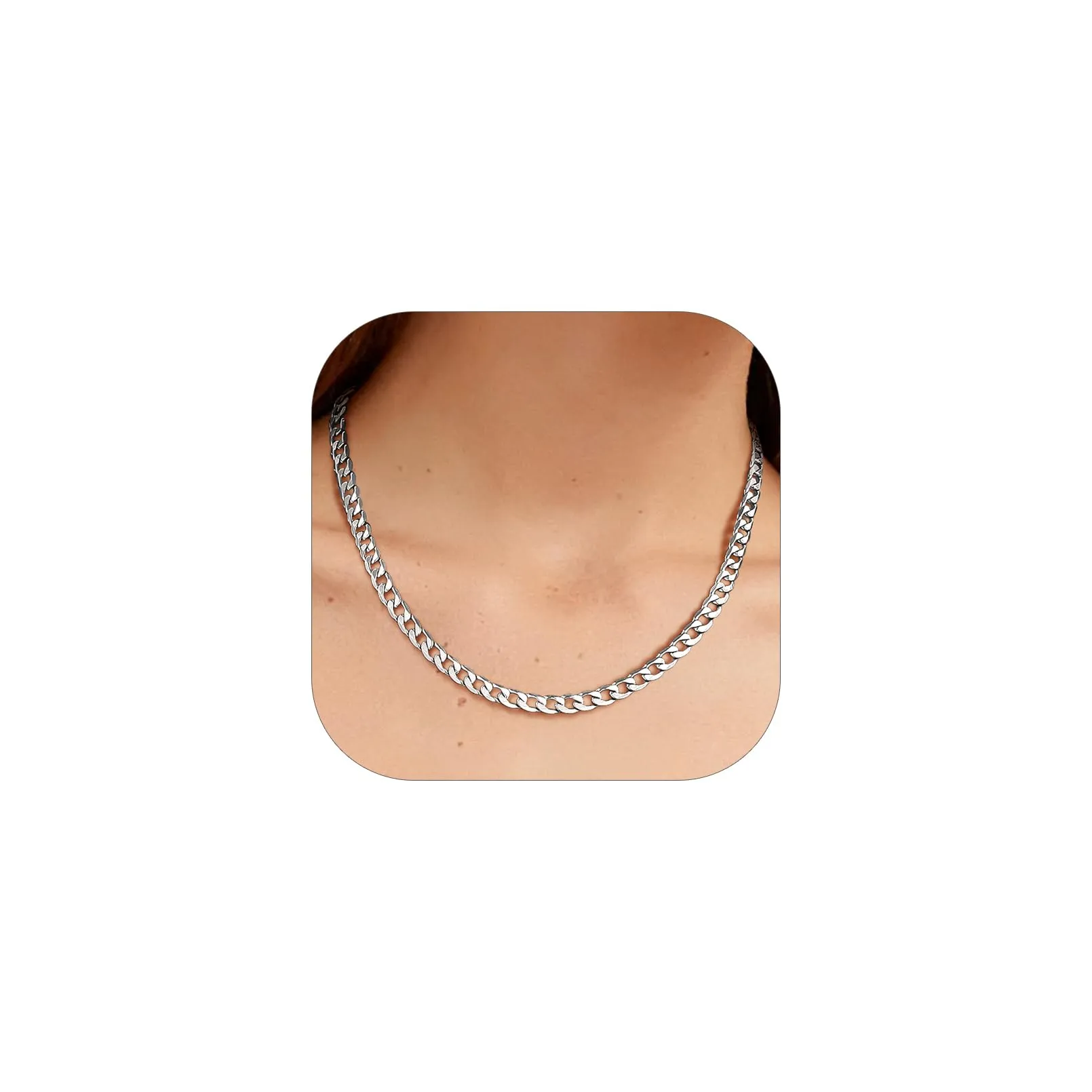 PROSTEEL Collana Uomo Catena Cubana 6mm, 45 cm, Acciaio Inossidabile, Argento - immagine 1