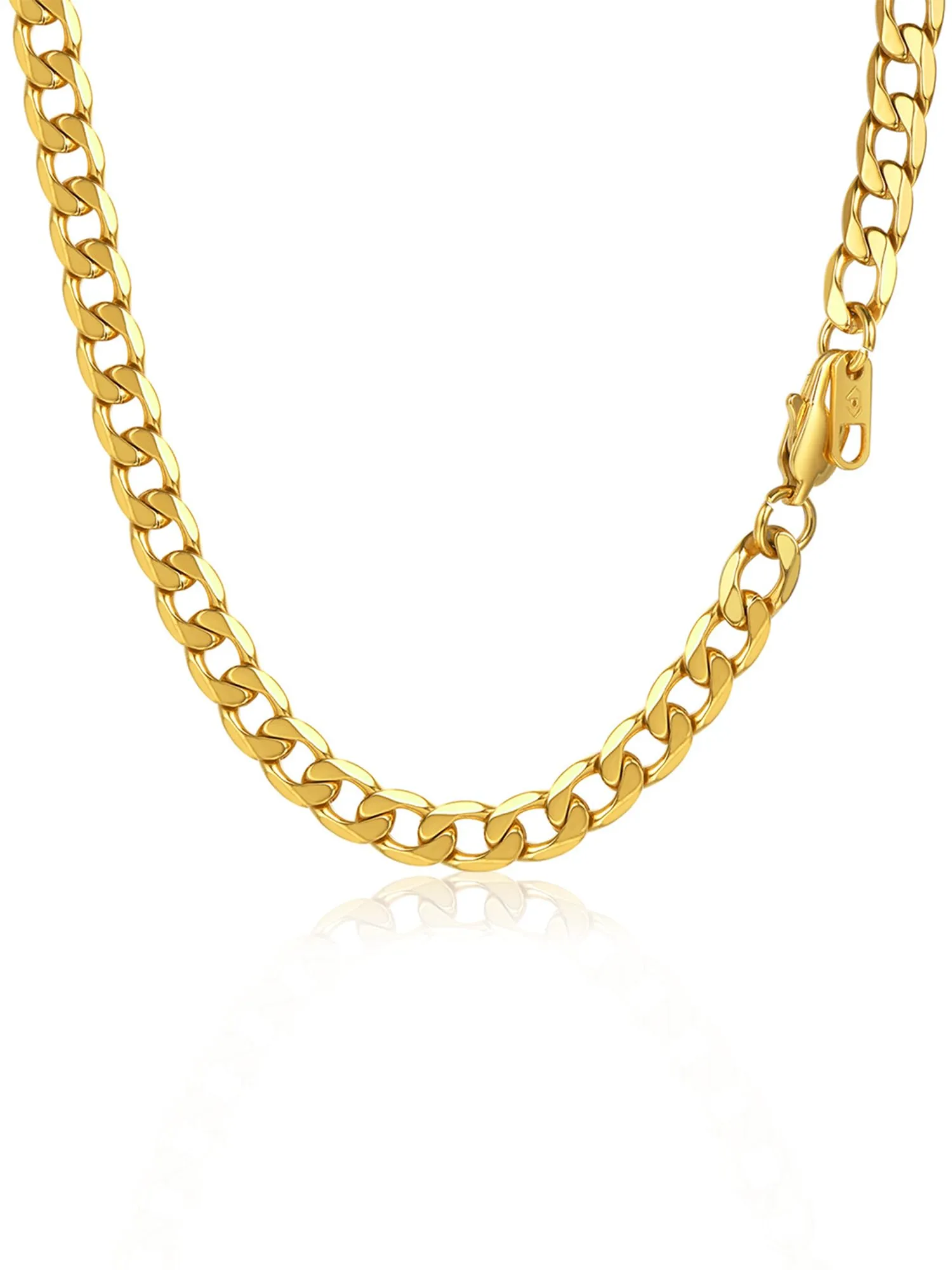 PROSTEEL Collana Uomo Catena Cubana 6mm, 55 cm, Acciaio Inossidabile Placcato Oro 18K - immagine 1