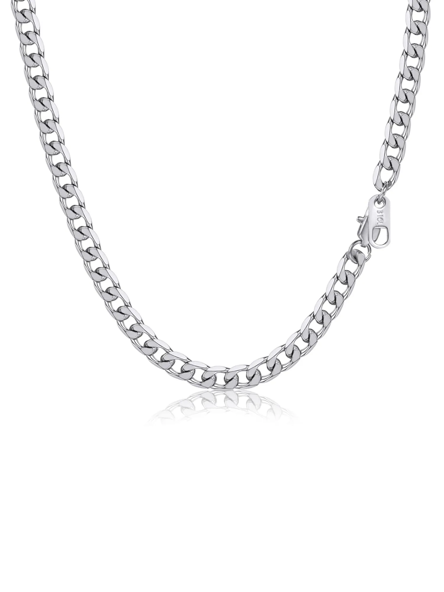 PROSTEEL Collana Catena Cubana in Acciaio Inossidabile 4mm, 55 cm, Argento - immagine 1