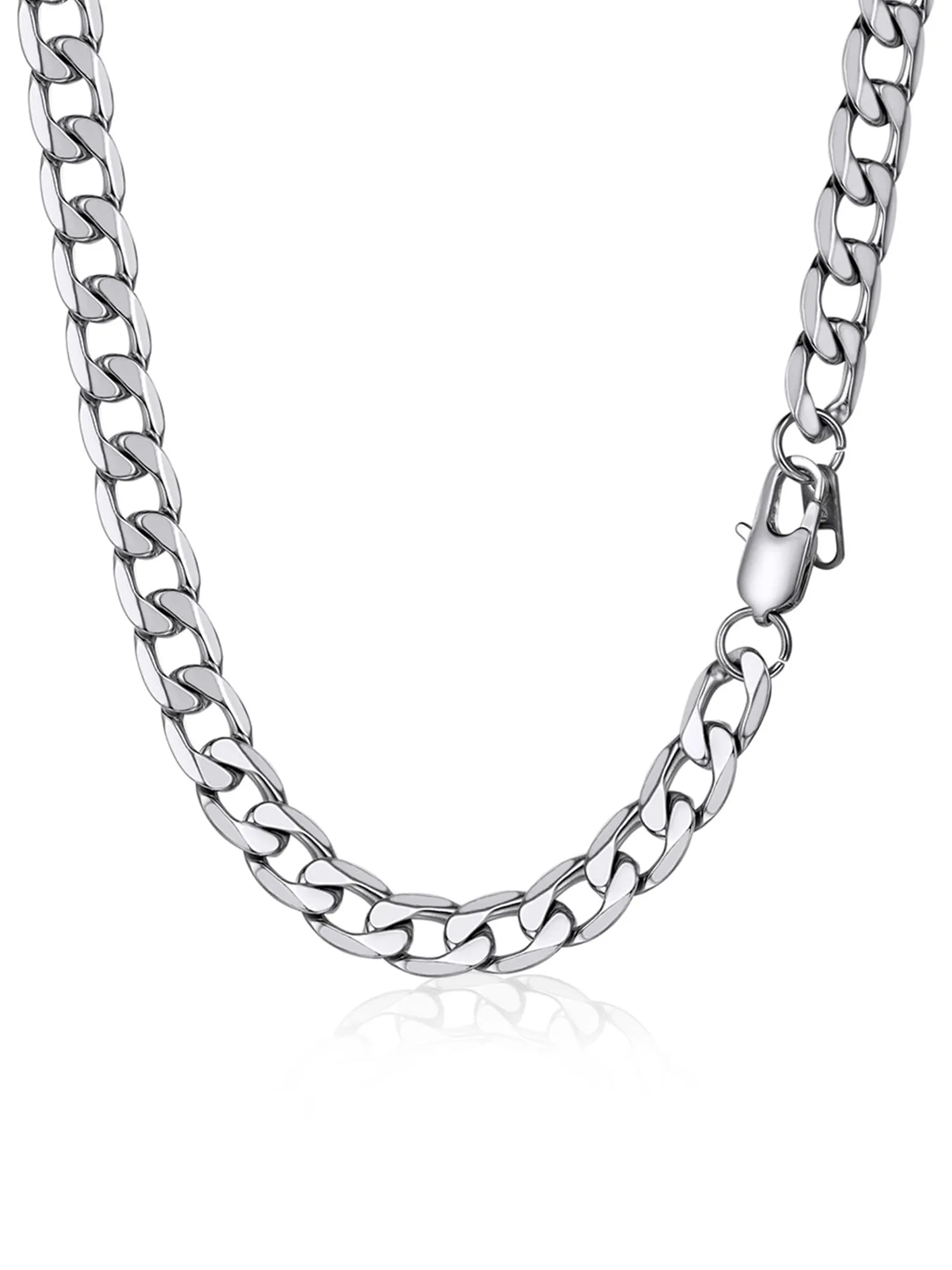 PROSTEEL Collana Catena Cubana Barbazzale 9mm, 70 cm, Acciaio Inossidabile, Argento - immagine 1