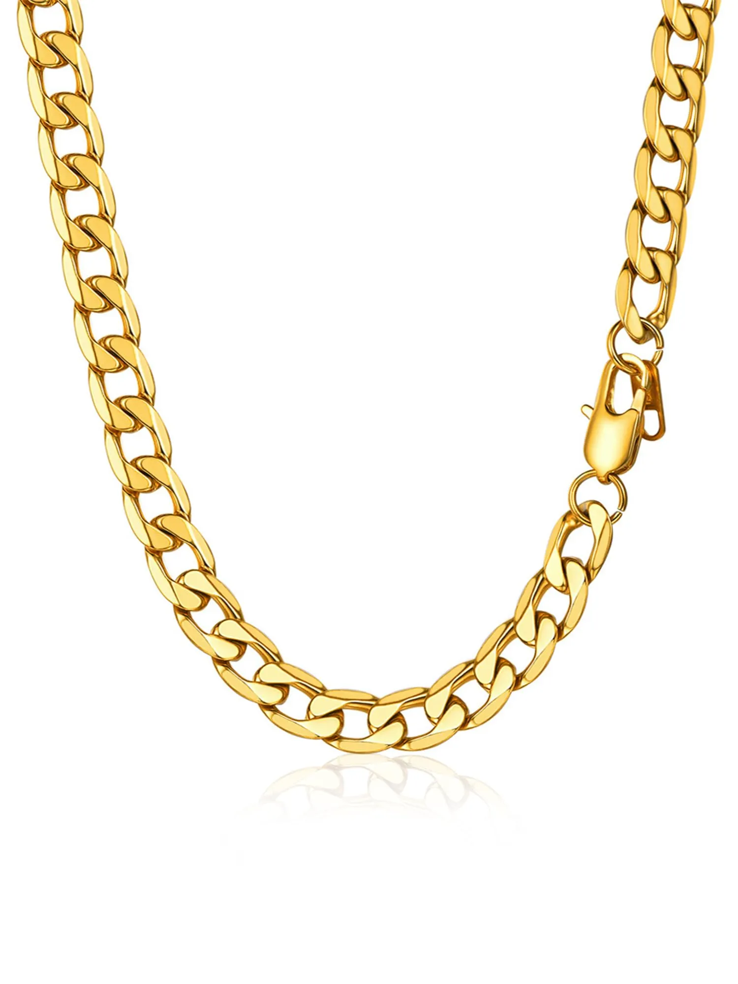 PROSTEEL Collana Catena Cubana Barbazzale 9mm, 70 cm, Acciaio Inossidabile Placcato Oro 18K - immagine 1