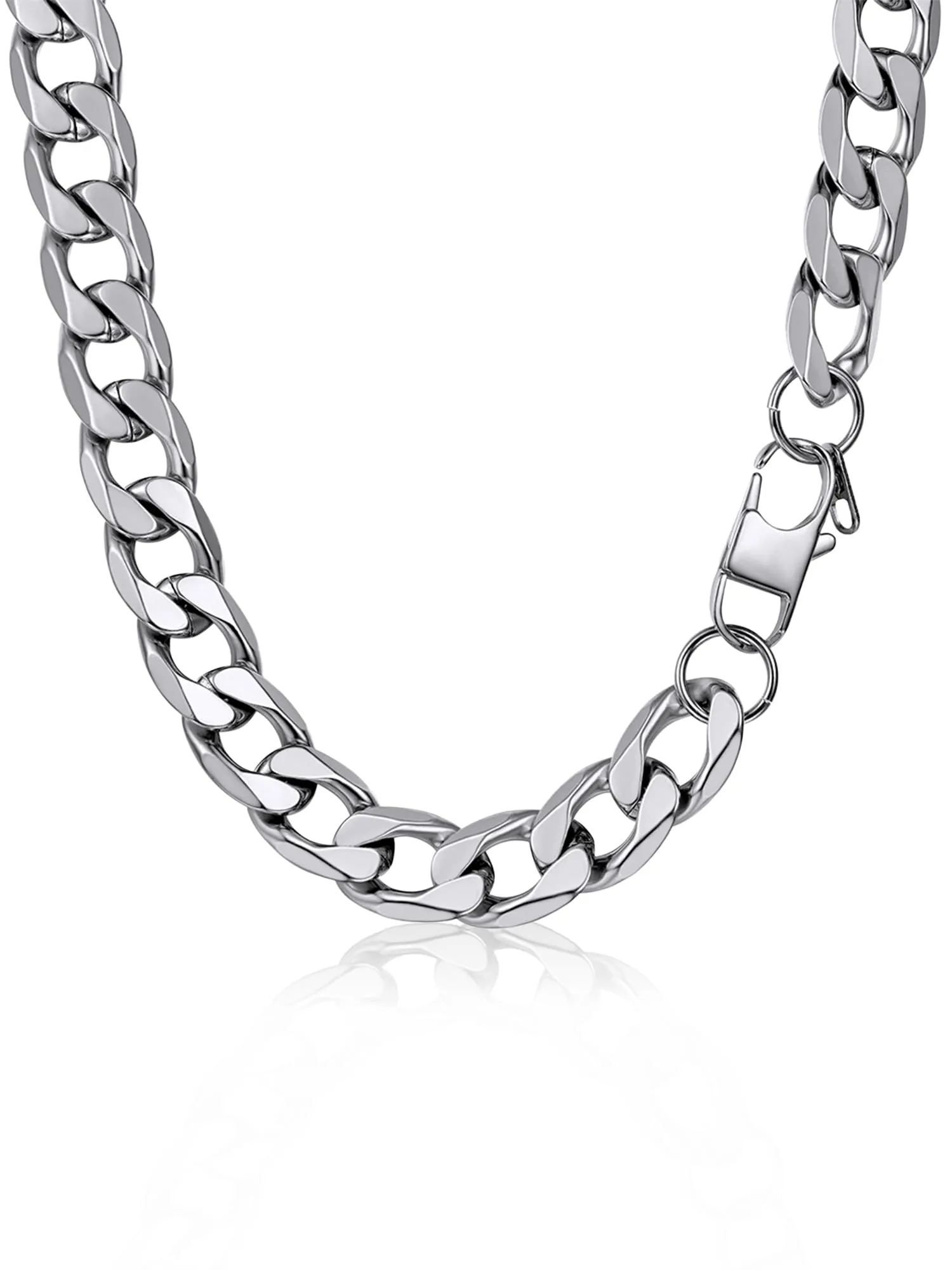 PROSTEEL Collana Catena Cubana Uomo 13mm, 45 cm, Acciaio Inossidabile, Argento - immagine 1