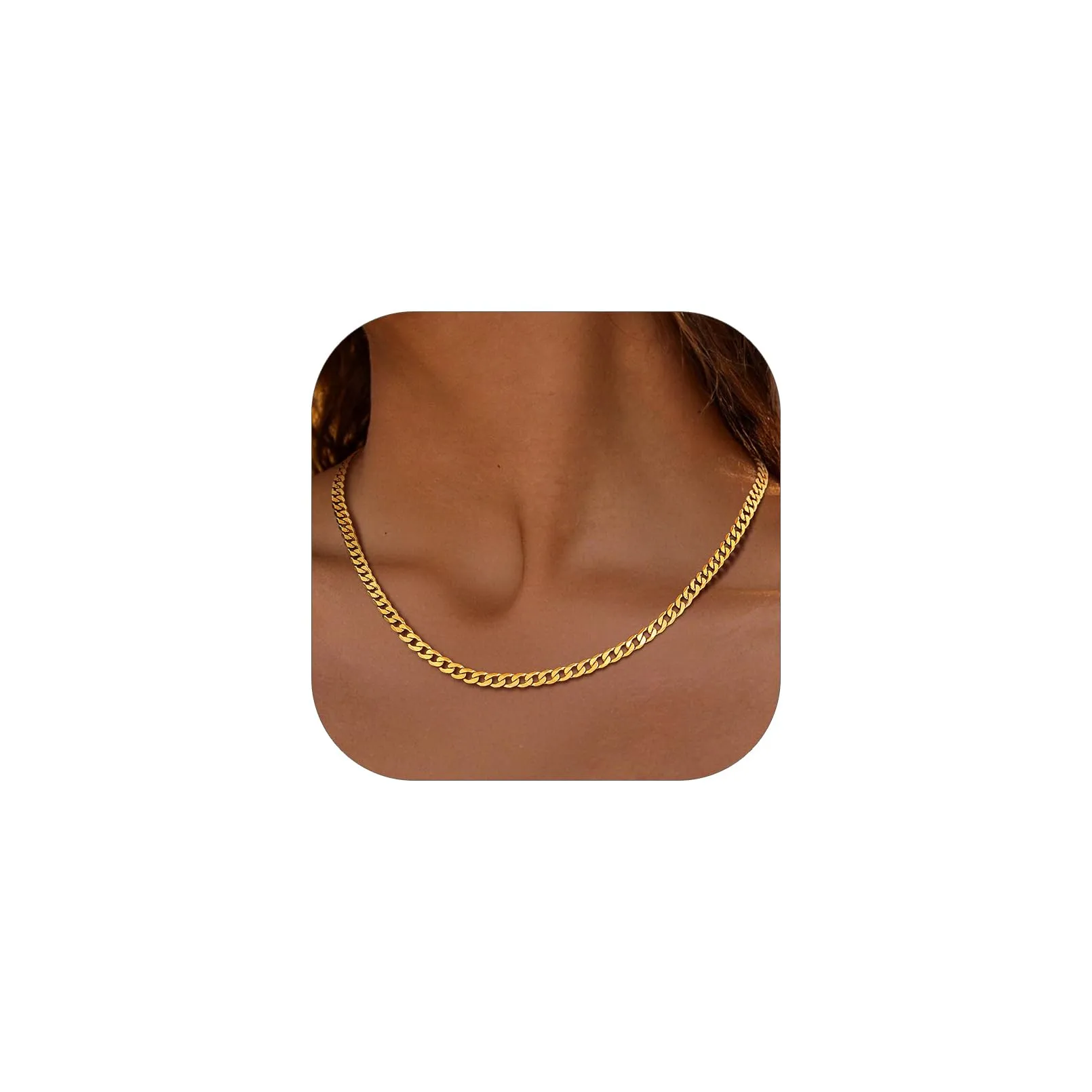 PROSTEEL Collana Catena Cubana 4mm, 75 cm, Acciaio Inossidabile Placcato Oro 18K - immagine 1