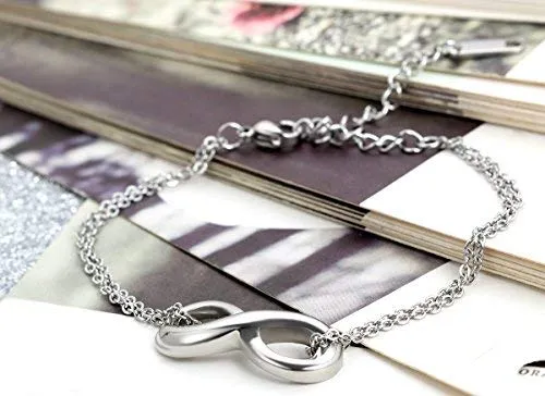 Flongo Set Collana e Bracciali Infinito e Croce, Colore Argento - immagine 5