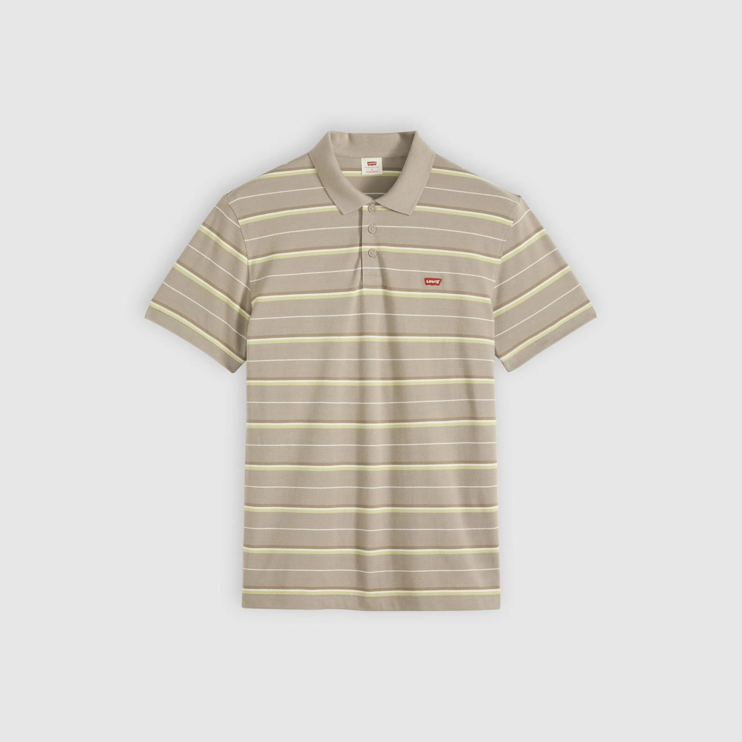 Levi's Housemark Men's Polo Shirt, Logo on Chest, Ros Stripe Vintage Khaki, S - immagine 5