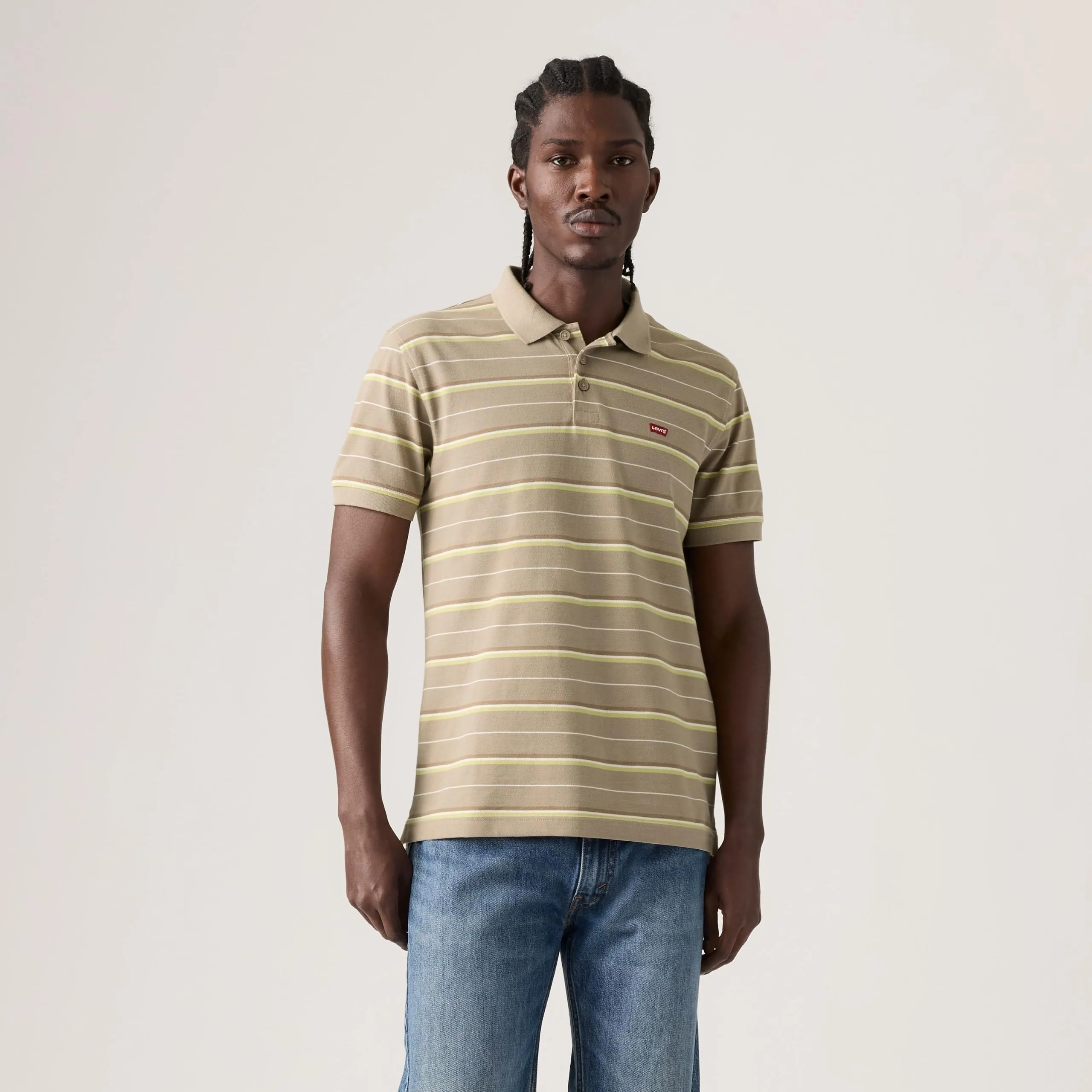 Levi's Housemark Polo da Uomo, Ros Stripe Vintage Khaki, L - immagine 3