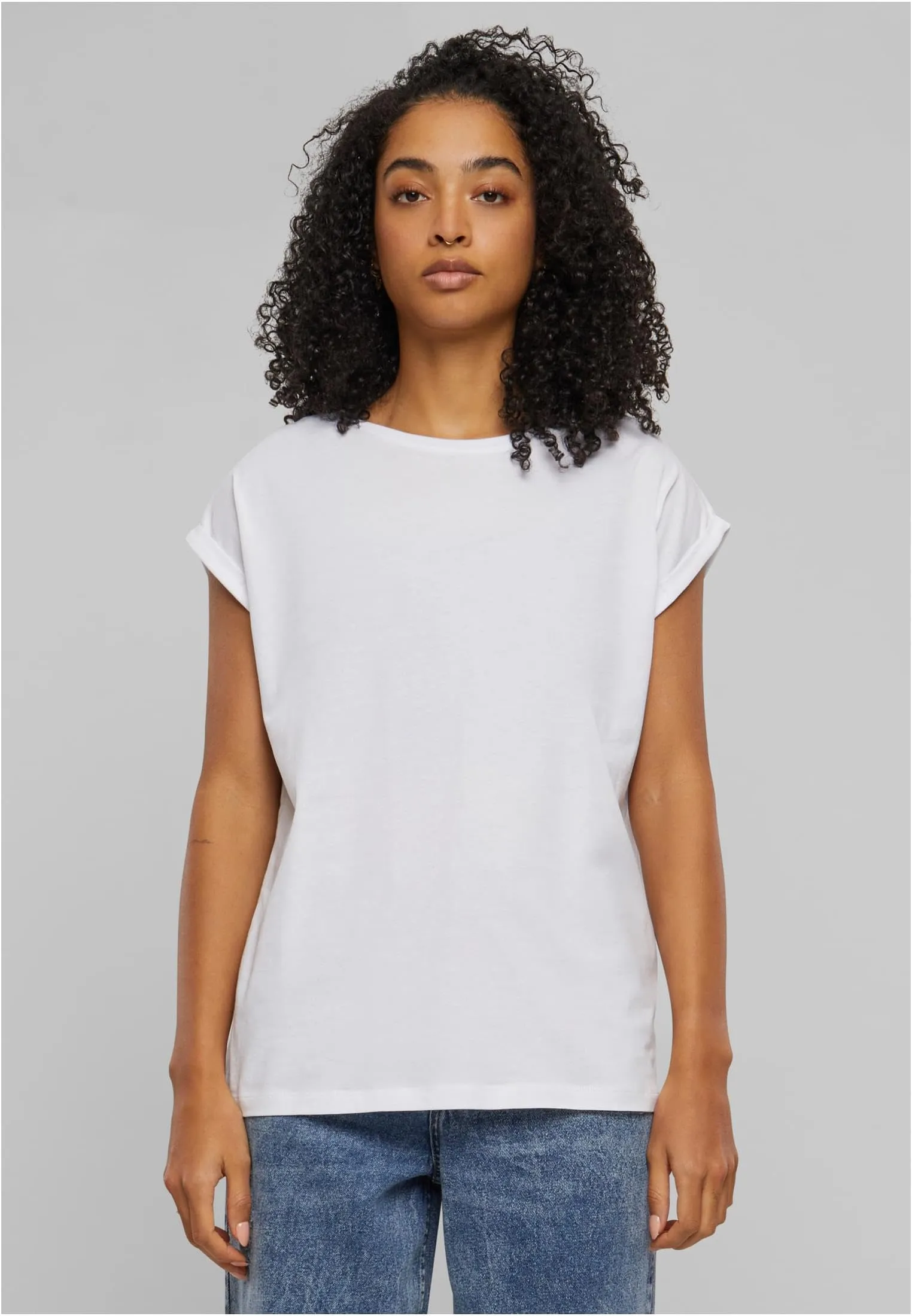 Urban Classics Women's Extended Shoulder T-Shirt - White, XL - immagine 5