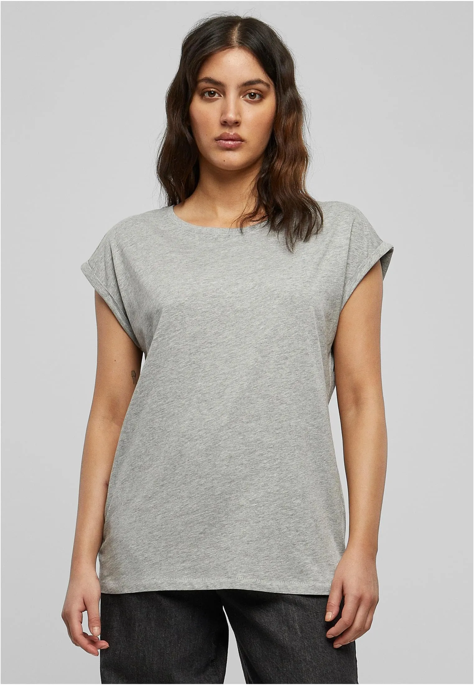 Urban Classics Donna T-shirt Manica Arrotolata in Cotone Rosso Ciliegia XXL - immagine 7