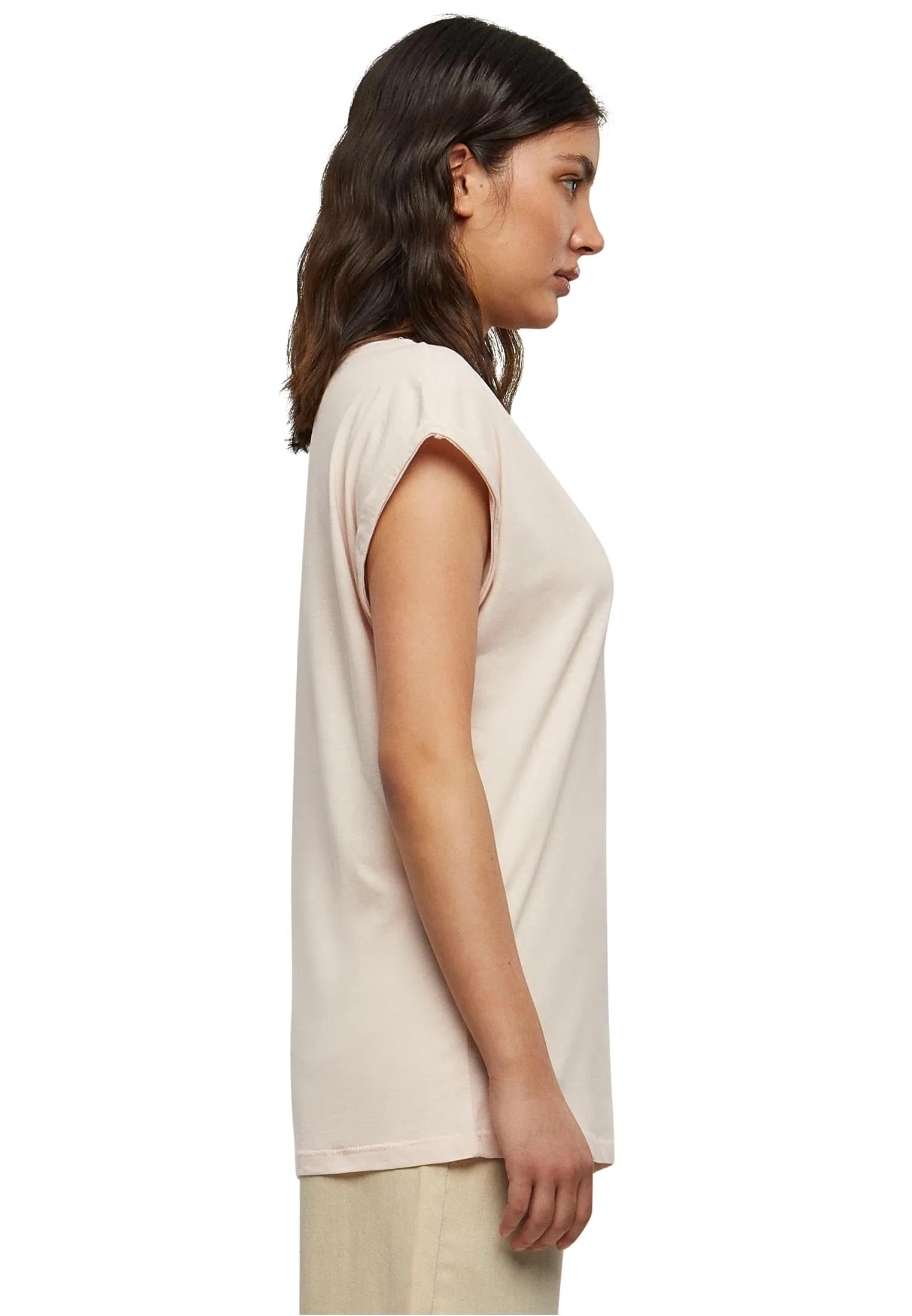 Urban Classics T-shirt da Donna con Maniche Arrotolate in Cotone, Rosso Ciliegia, XXL - immagine 2