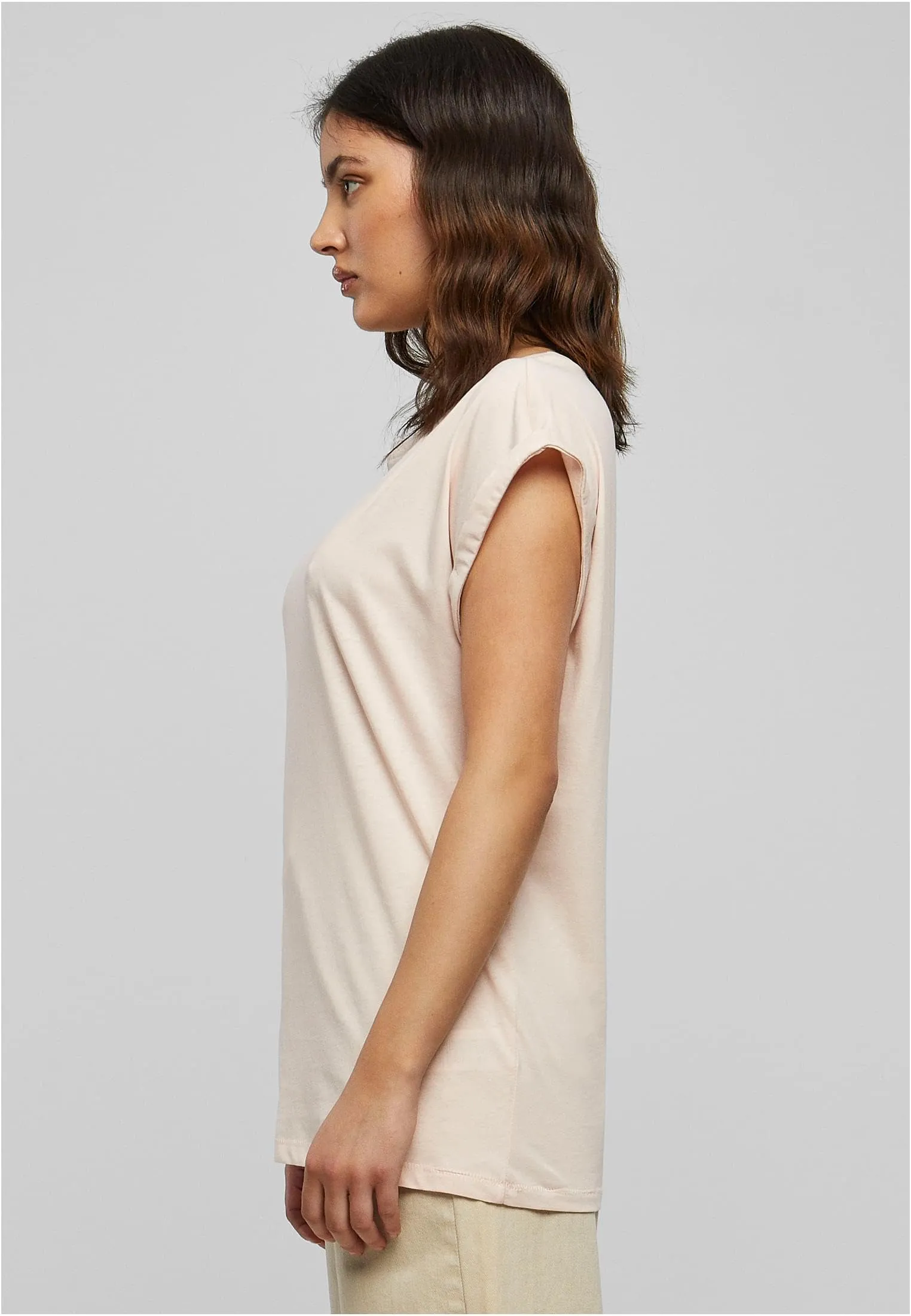Urban Classics T-shirt da Donna con Maniche Arrotolate in Cotone, Rosso Ciliegia, XXL - immagine 7
