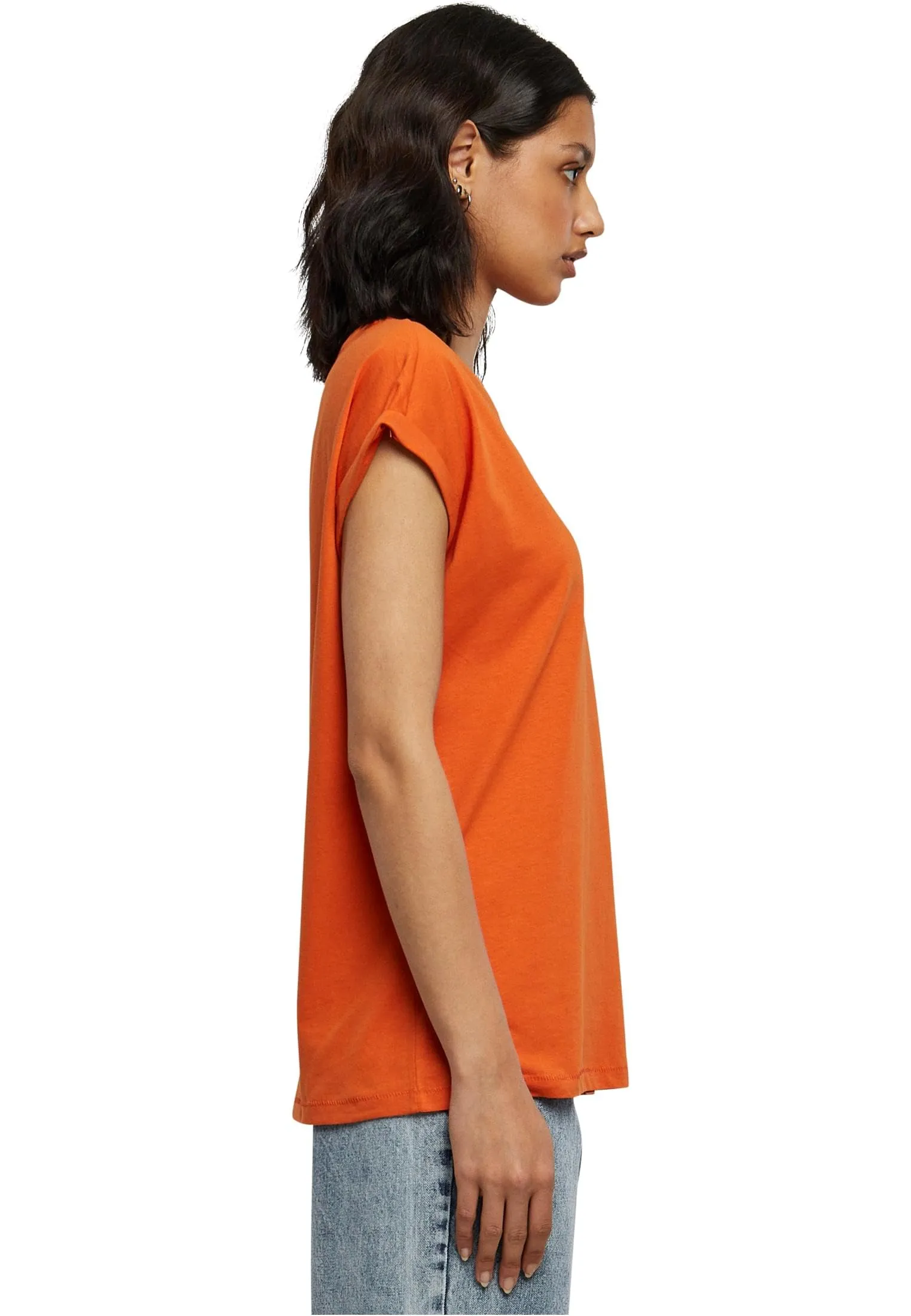 Urban Classics T-shirt da Donna con Manica Arrotolata in Cotone, Rosso Ciliegia, Taglia XXL - immagine 5