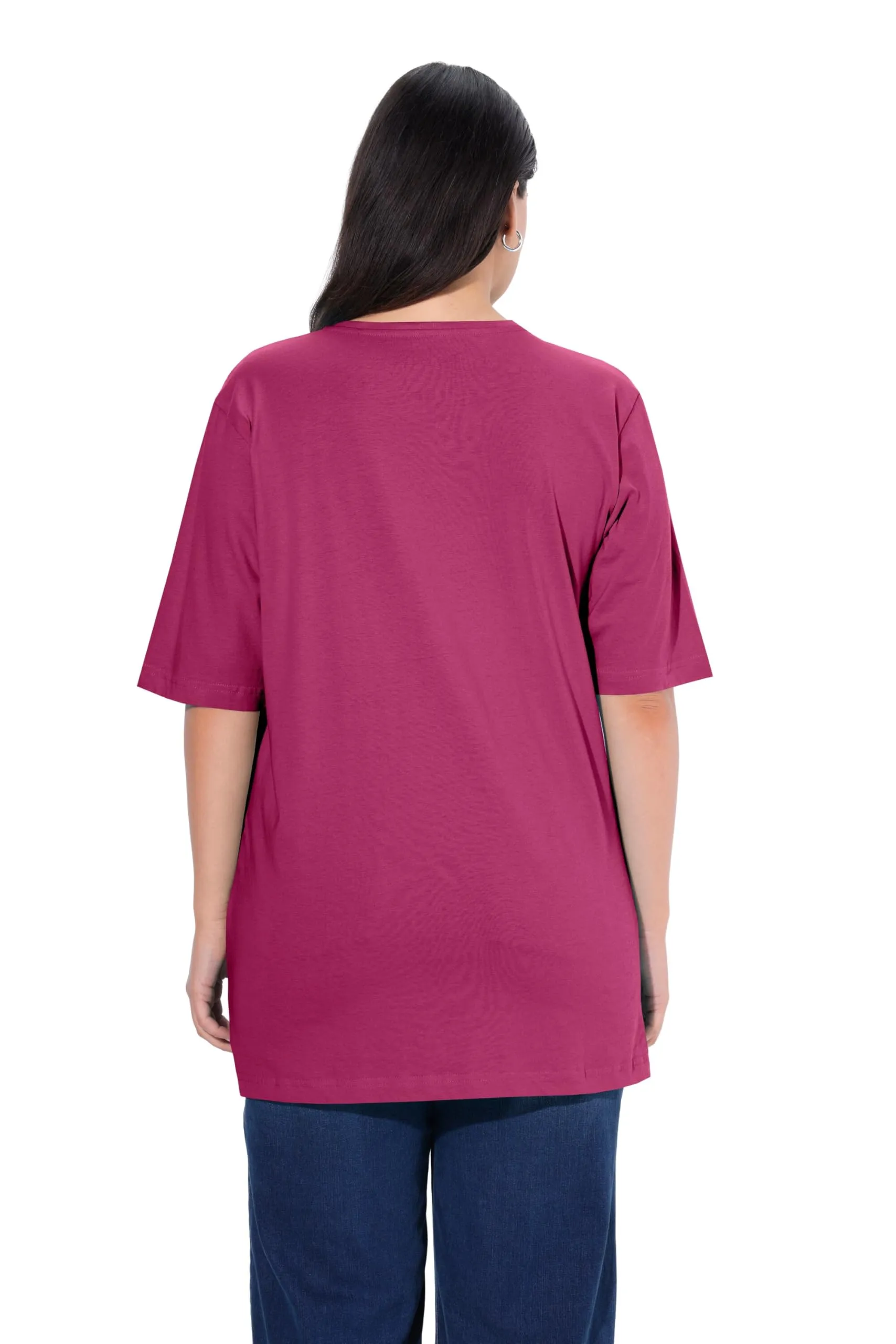 Ulla Popken Donna V-Neck T-Shirt - Dunkler Flieder - Size 64 - immagine 2