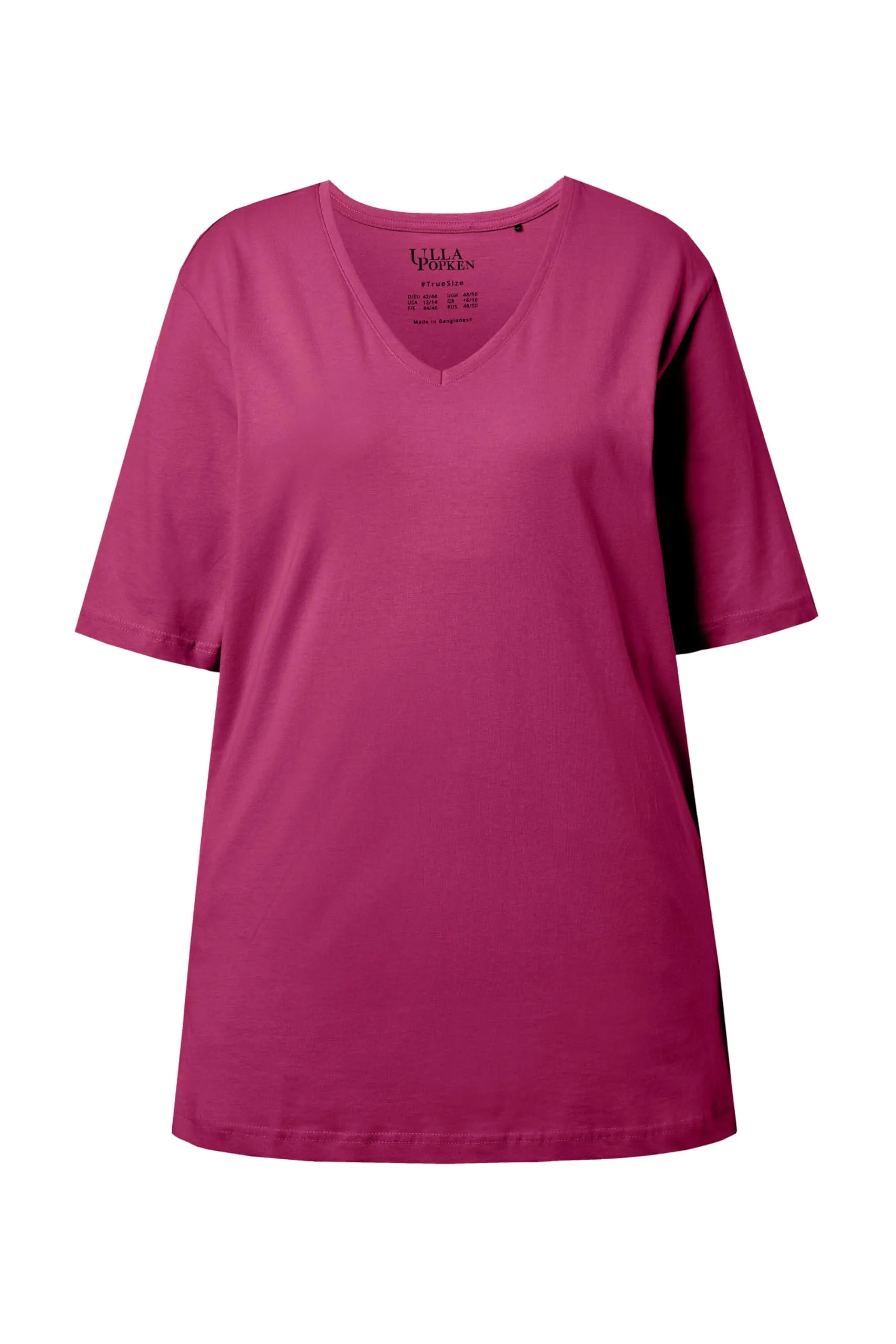 Ulla Popken Donna V-Neck T-Shirt - Dunkler Flieder - Size 64 - immagine 3