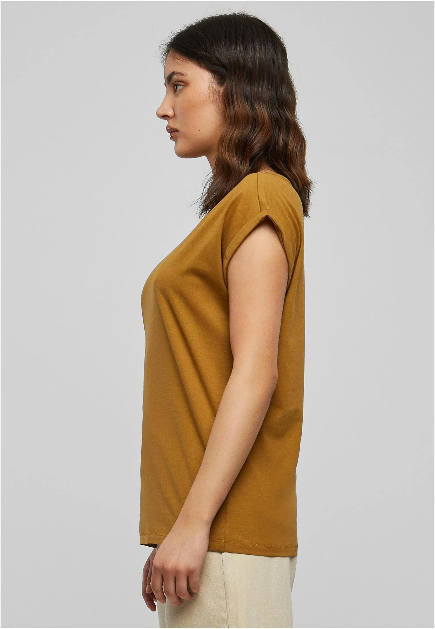 Urban Classics T-shirt da Donna con Maniche Arrotolate in Cotone, Rosso Ciliegia, Taglia XXL - immagine 7