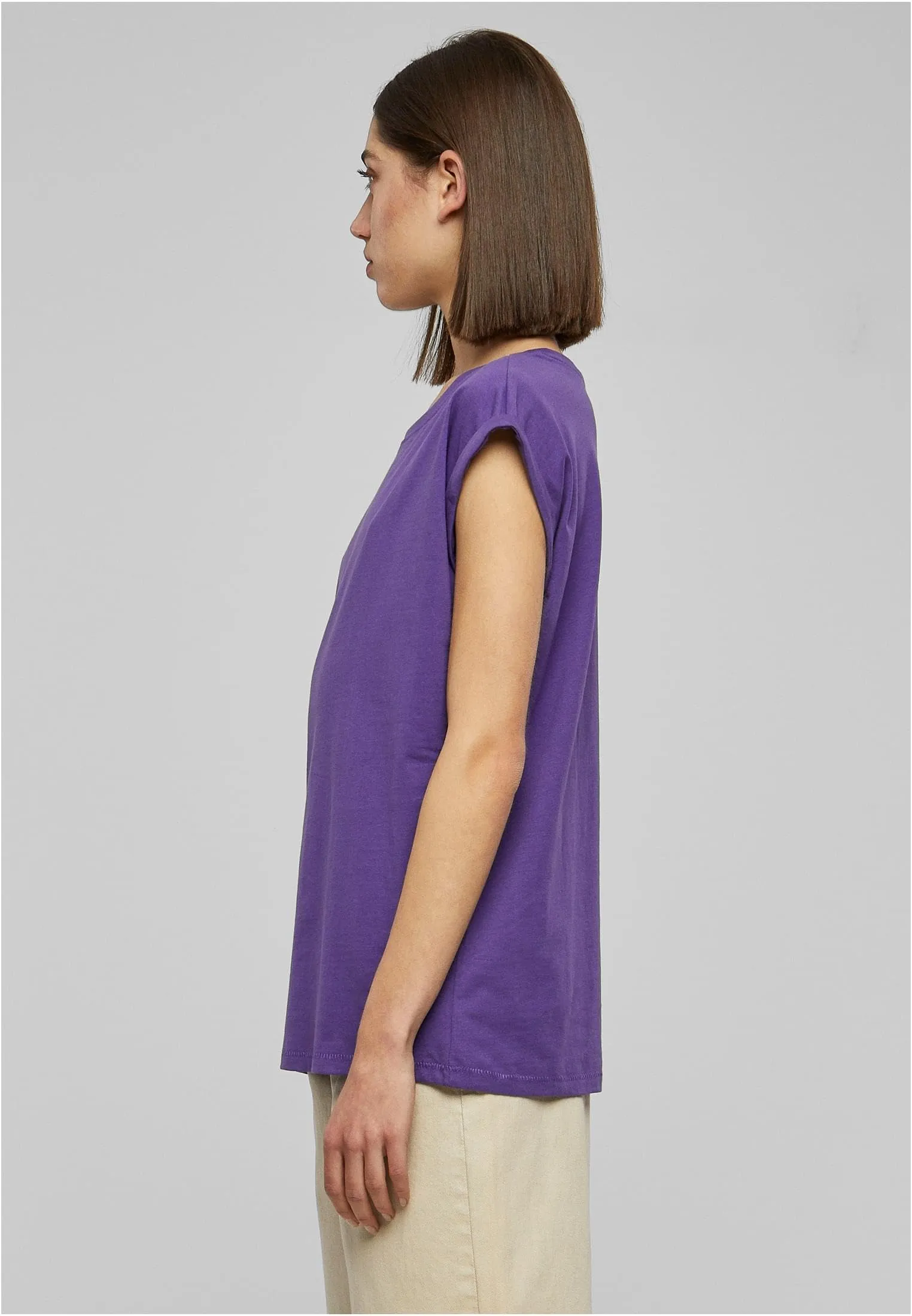 Urban Classics T-shirt da Donna con Manica Arrotolata in Cotone, Rosso Ciliegia, Taglia XXL - immagine 7