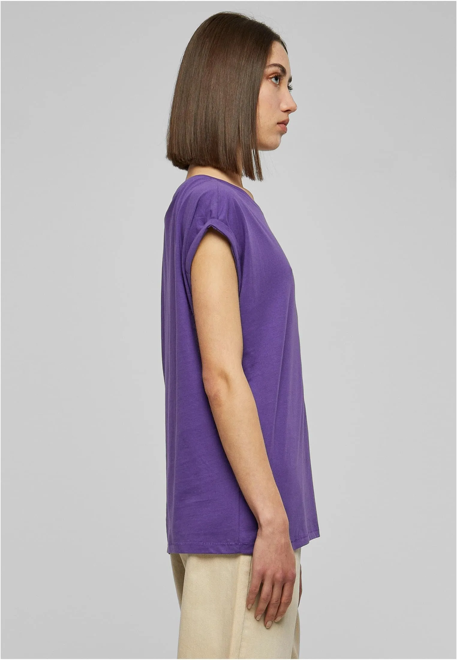Urban Classics T-shirt da Donna con Manica Arrotolata in Cotone, Rosso Ciliegia, Taglia XXL - immagine 8