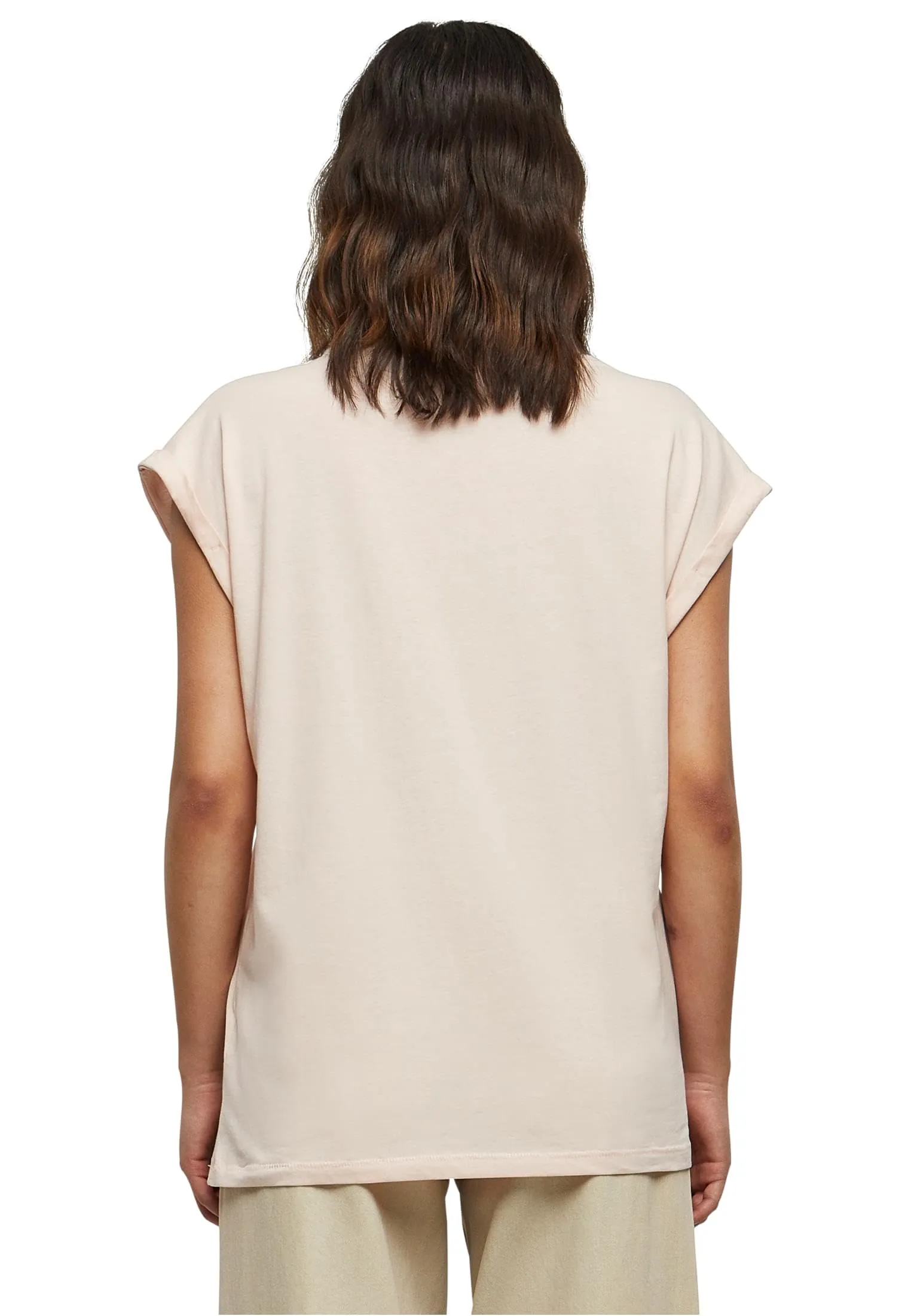 Urban Classics Donna T-shirt in Cotone con Manica Arrotolata, Scollo Rotondo, Rosso Ciliegia, Taglia XXL - immagine 3
