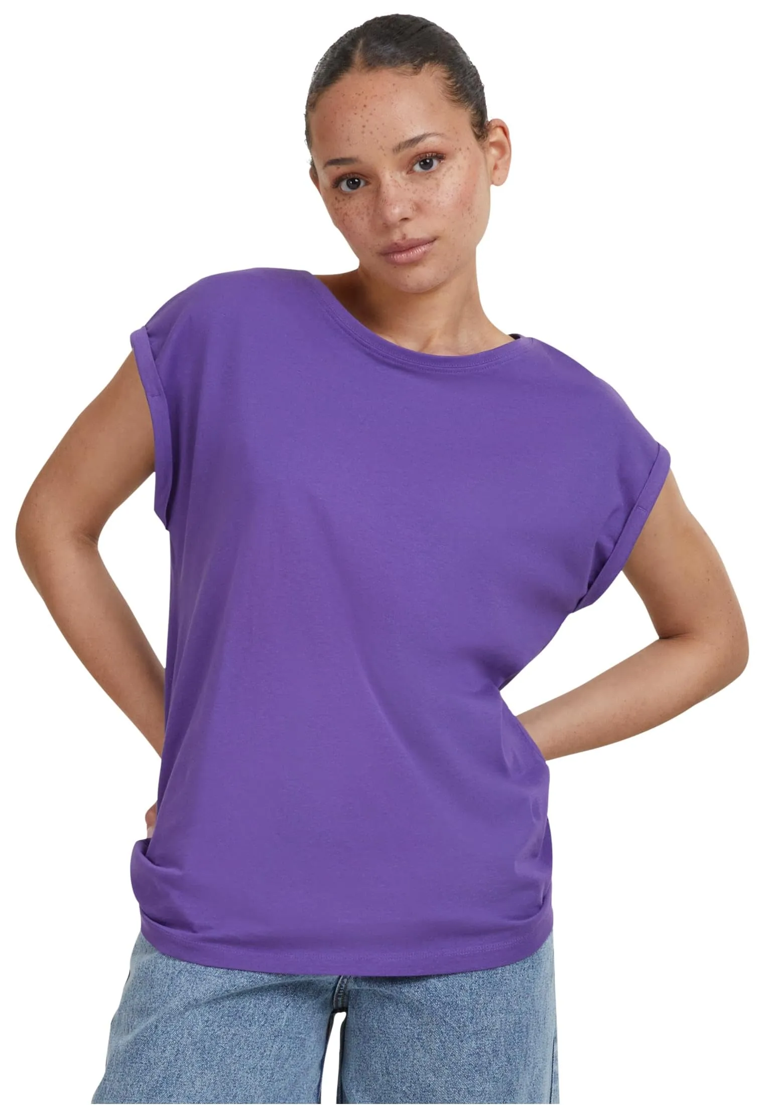 Urban Classics T-shirt da Donna con Manica Arrotolata in Cotone, Rosso Ciliegia, Taglia XXL - immagine 1