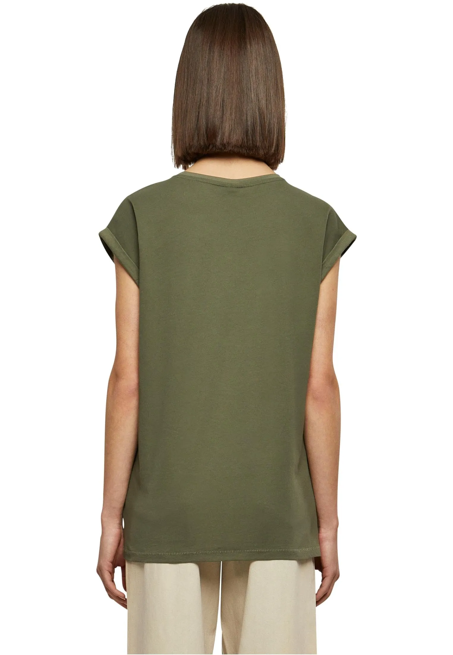 Urban Classics Donna Extended Shoulder Tee, Cotone, Verde Militare, XL - immagine 3