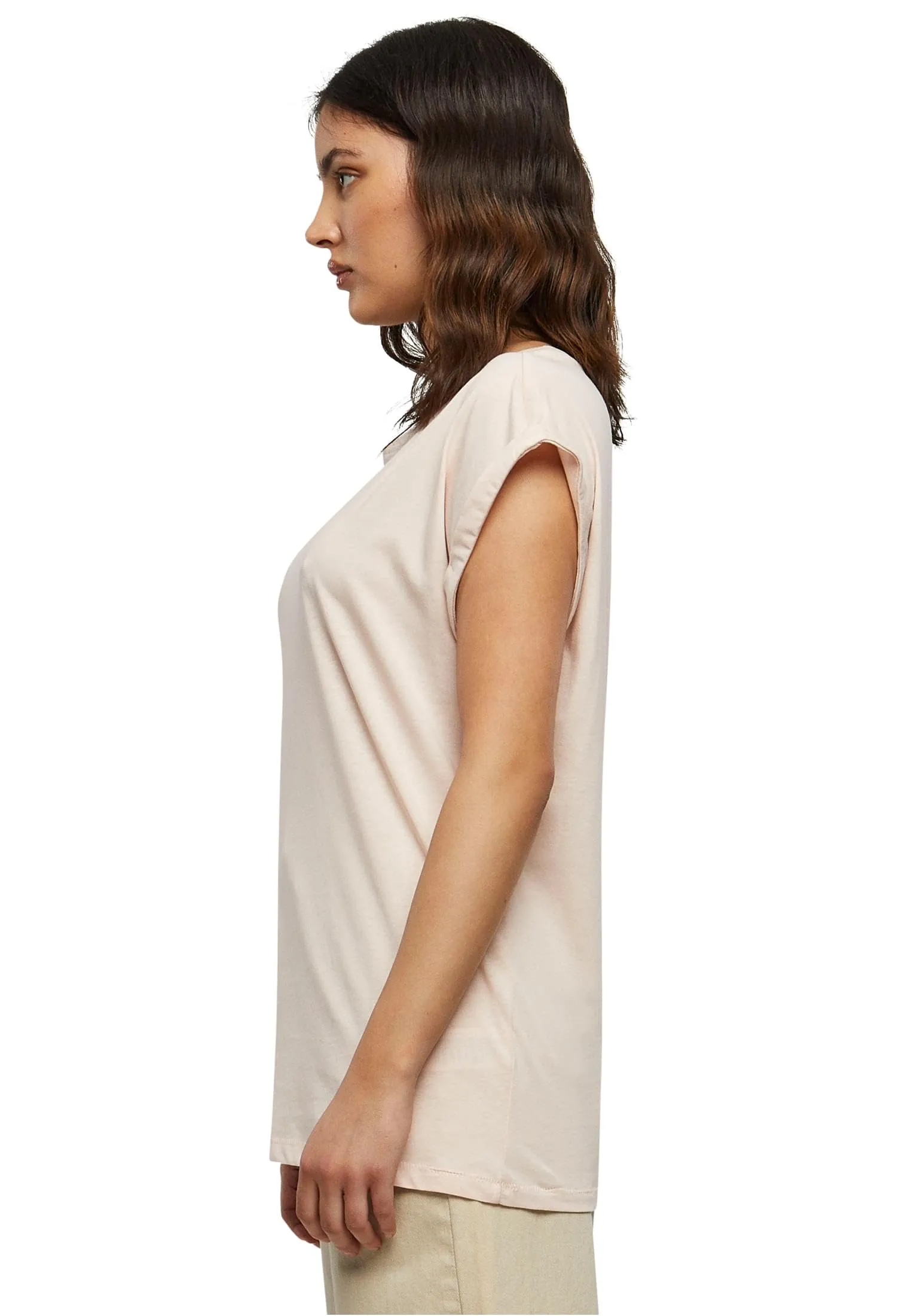 Urban Classics T-shirt da Donna con Manica Arrotolata in Cotone, Rosso Ciliegia, Taglia XXL - immagine 3