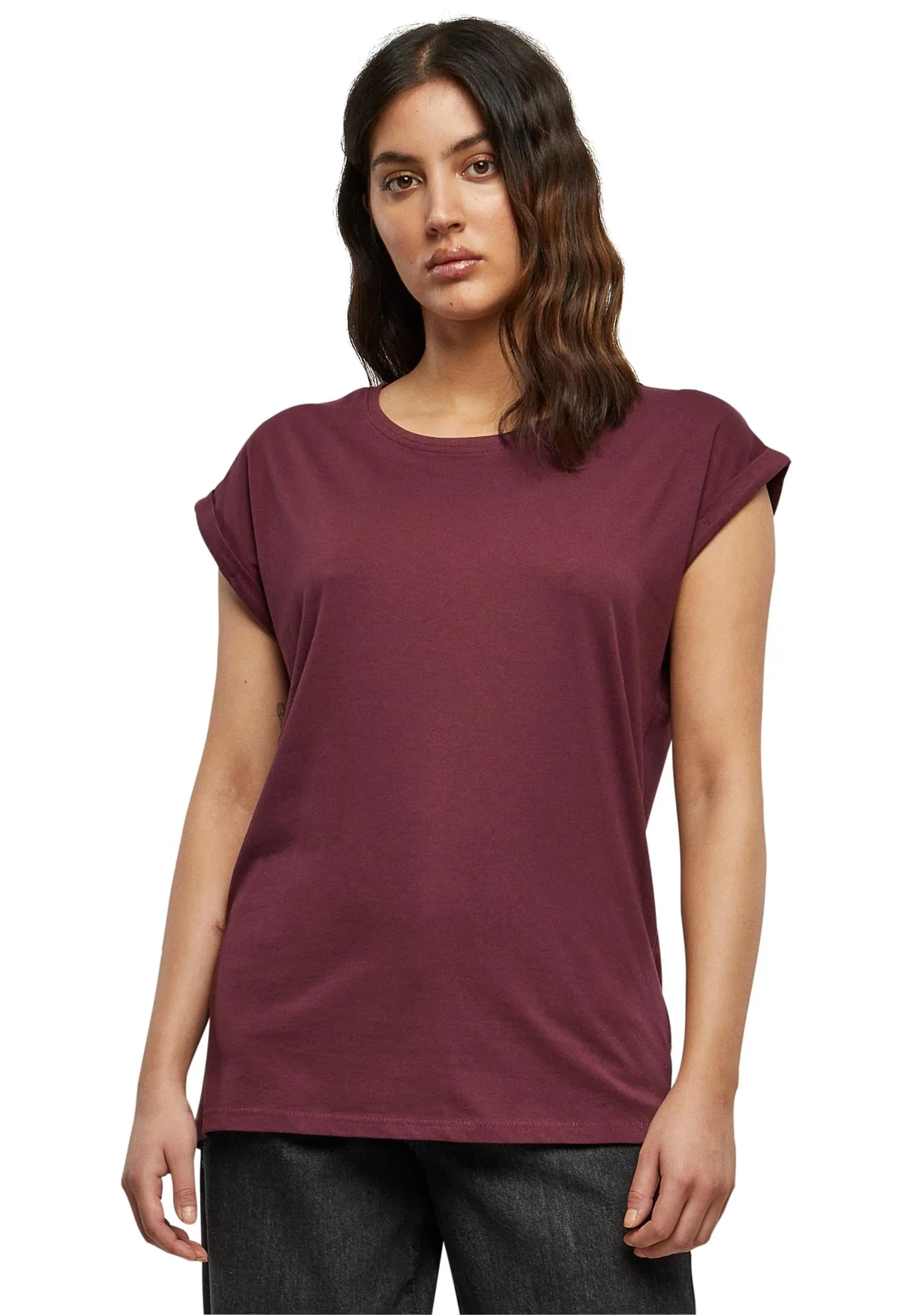 Urban Classics Women's Extended Shoulder Tee, Cherry, XL - immagine 1