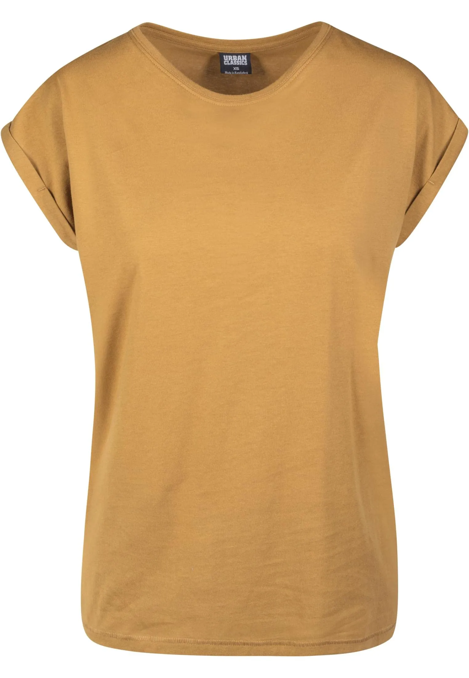 Urban Classics Donna T-shirt Scollo Rotondo Manica Arrotolata in Cotone, Marrone (Nut), XXL - immagine 4
