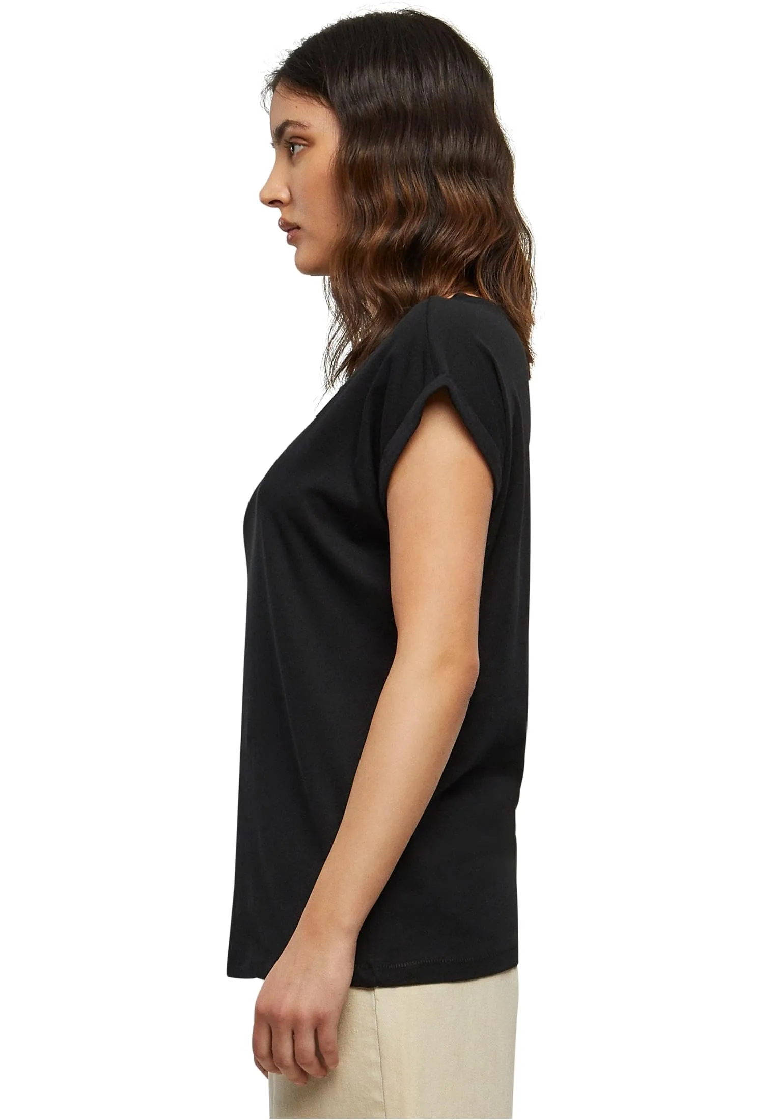 Urban Classics Ladies Extended Shoulder Tee Nero TB771 - immagine 2