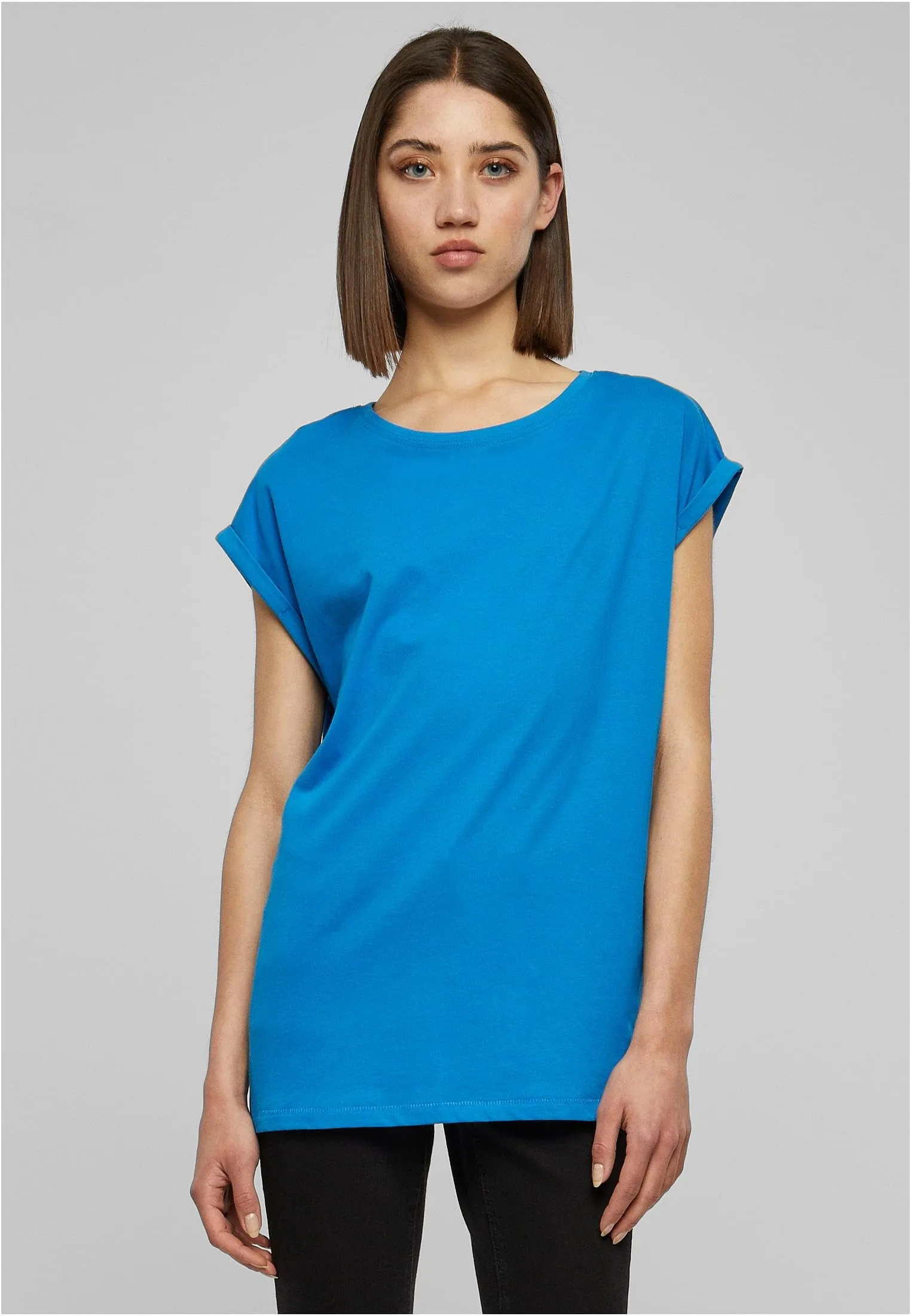 Urban Classics T-shirt da Donna con Manica Arrotolata in Cotone, Rosso Ciliegia, Taglia XXL - immagine 3
