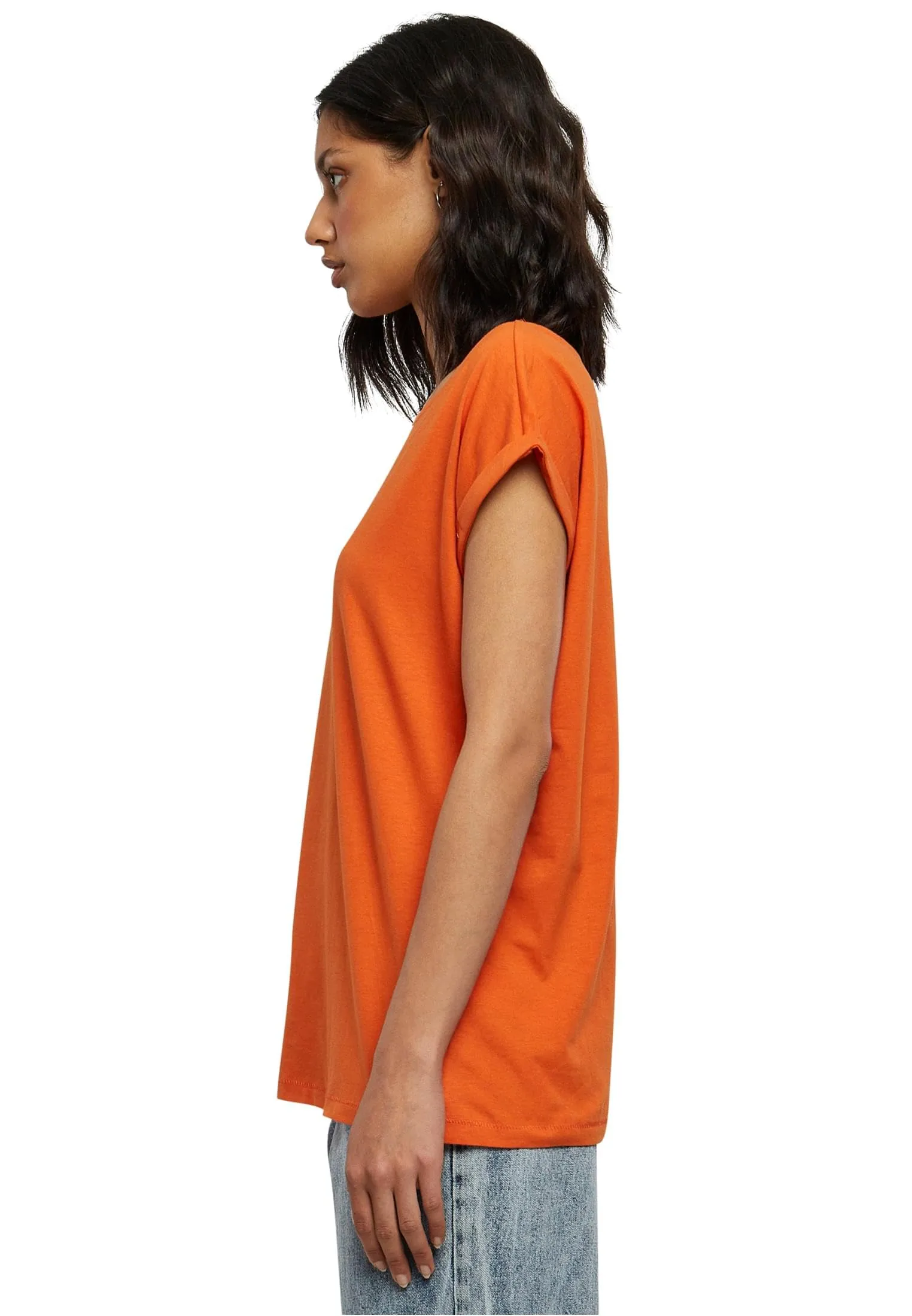Urban Classics T-shirt da Donna Extended Shoulder Tee in Cotone, Rosso Ciliegia, Taglia XXL - immagine 3