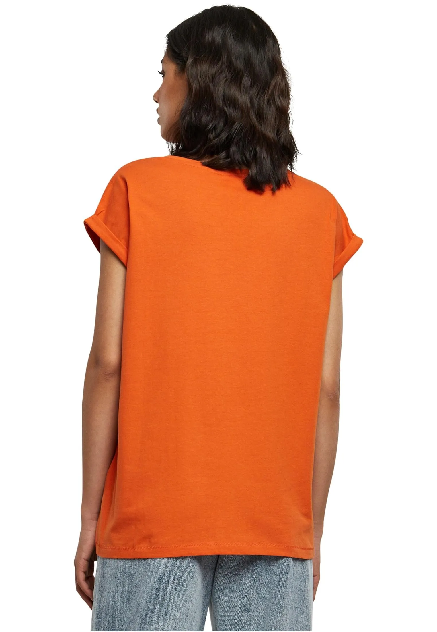 Urban Classics T-shirt da Donna Extended Shoulder Tee in Cotone, Rosso Ciliegia, Taglia XXL - immagine 4